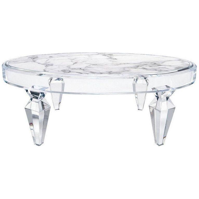Avenir Oval Lucite and Stone Coffee Table by Craig Van Den Brulle