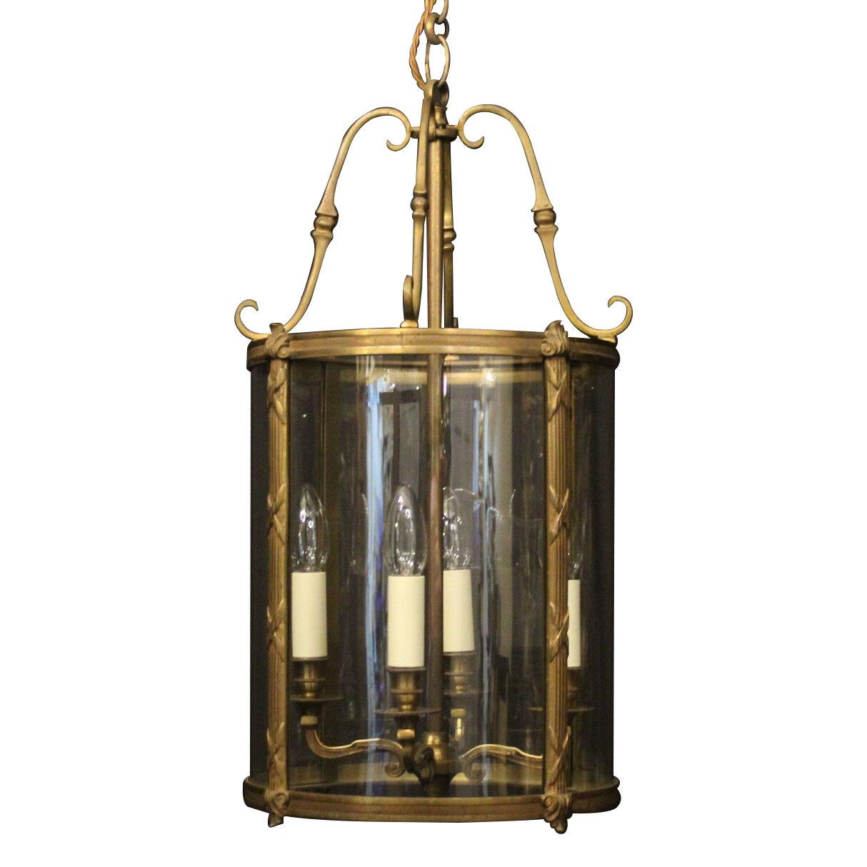 French Gilded Four Light Antique Hall Lantern