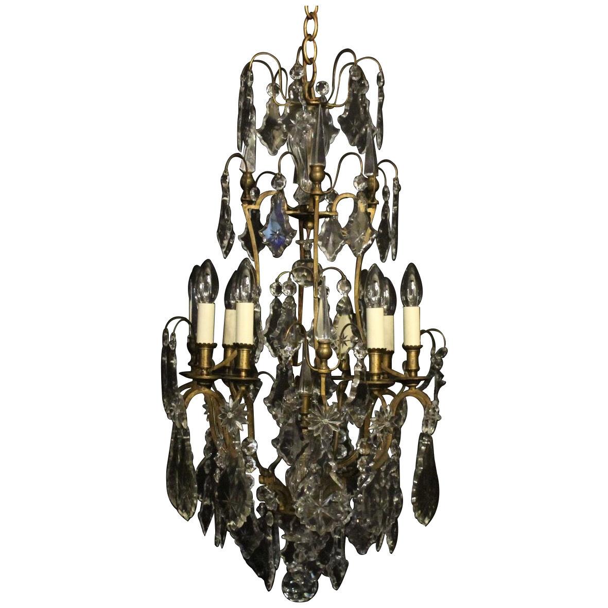 French 19th Century Gilded 8 Light Antique Chandelier