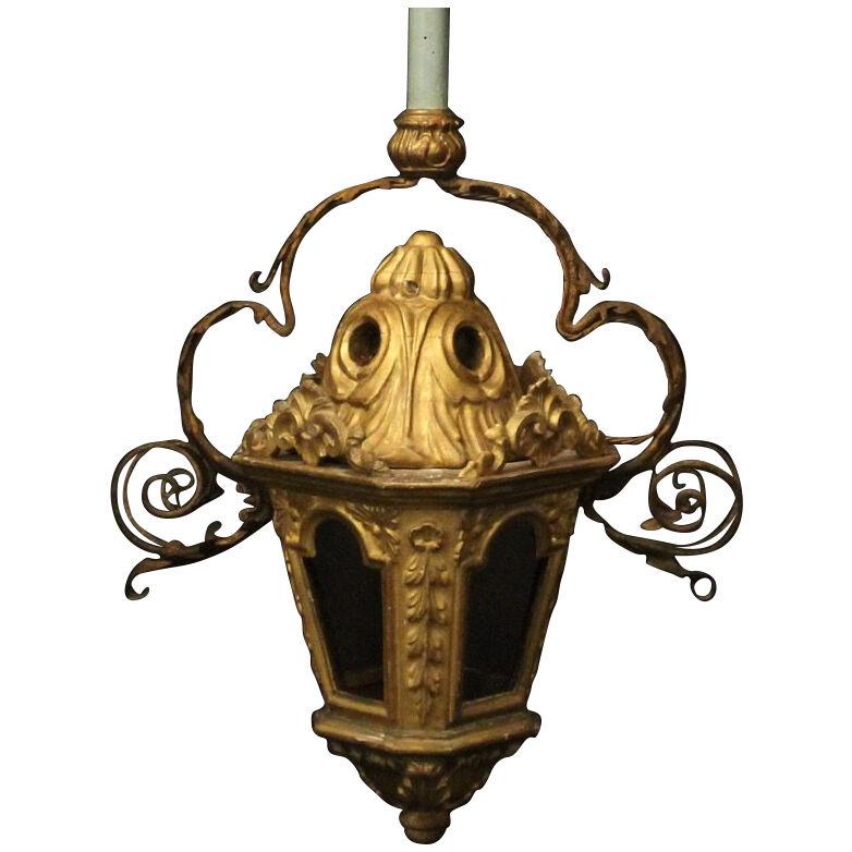 Italian Giltwood 19th C Antique Lantern