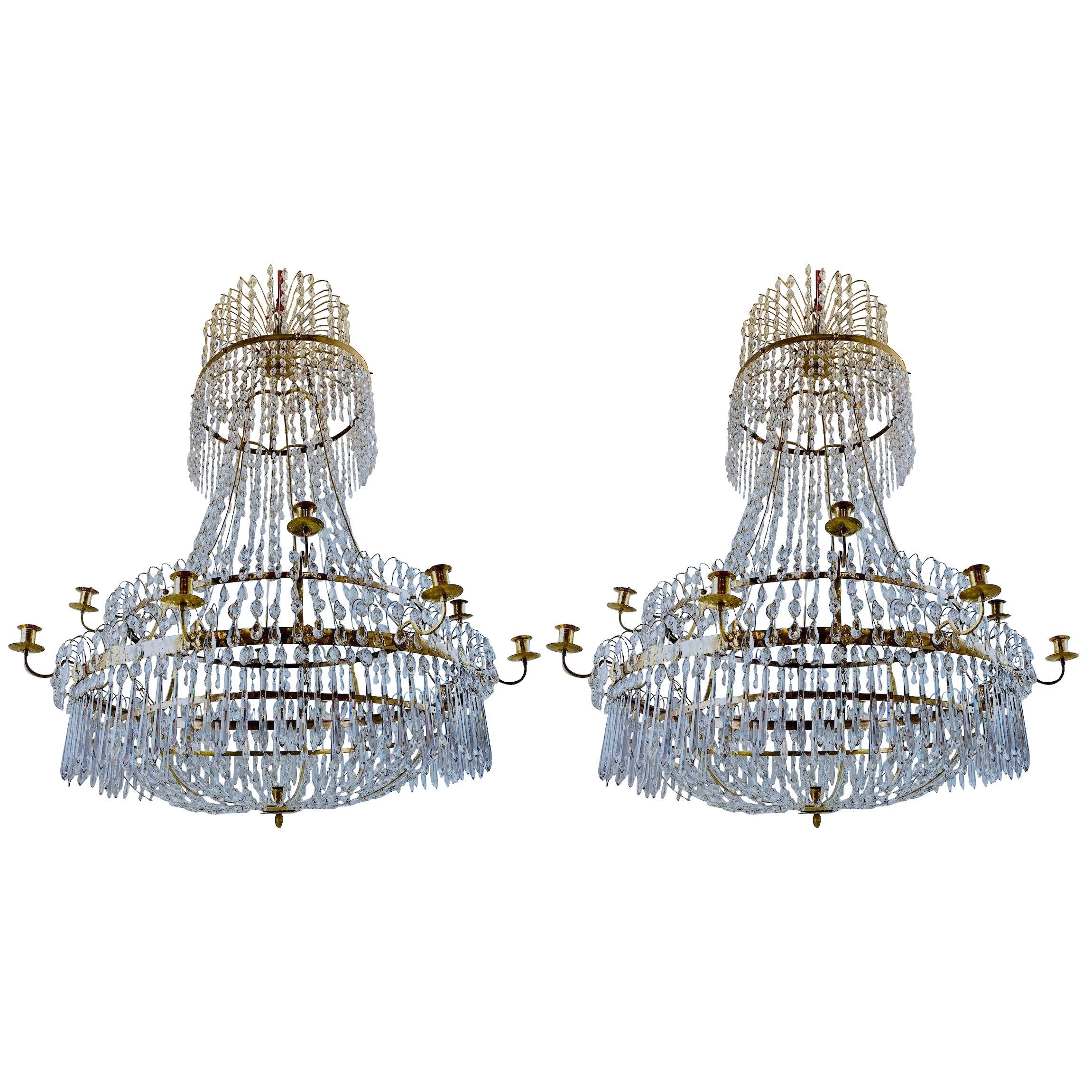 Pair of Gustavian chandeliers made around year 1800.