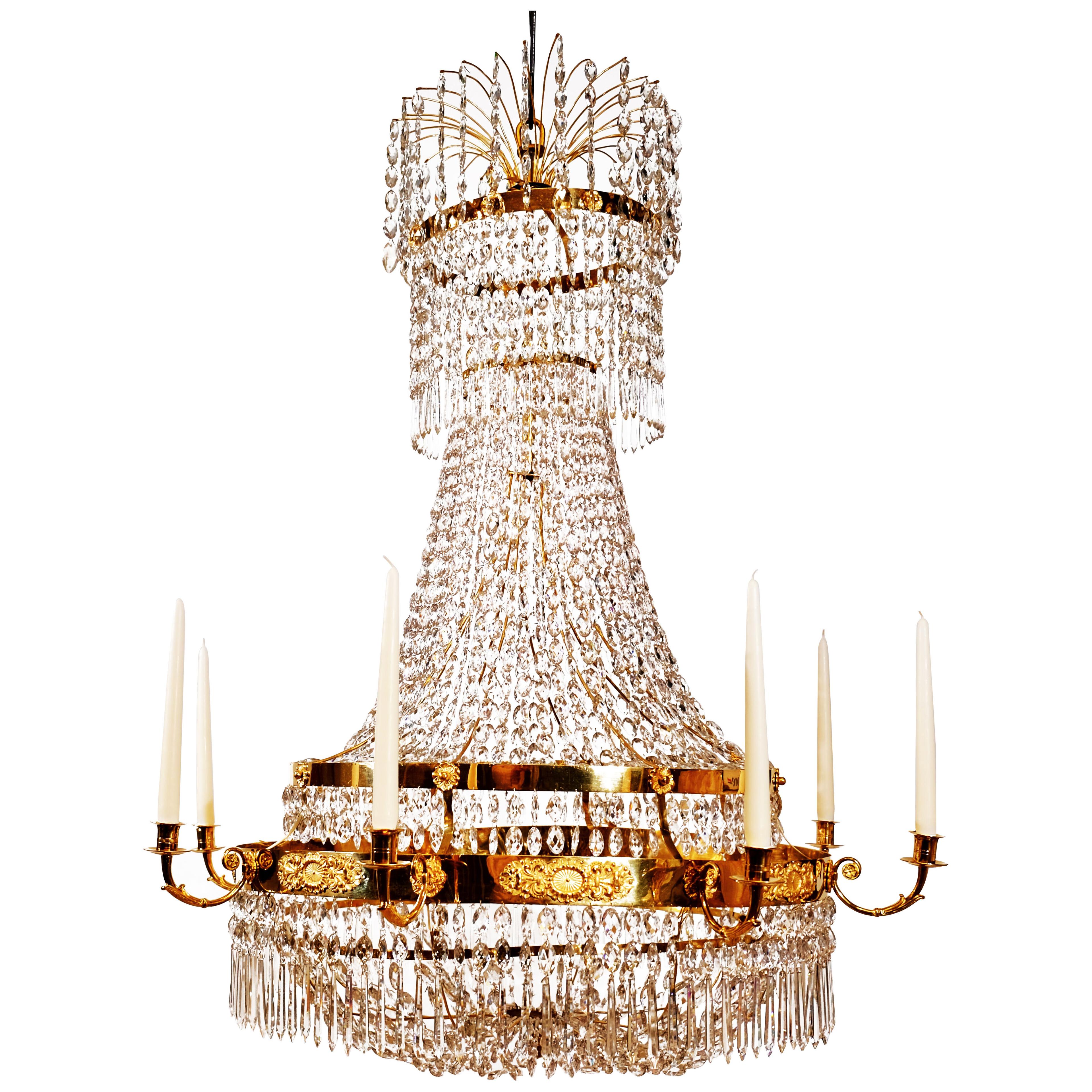Swedish Empire chandelier made ca 1820
