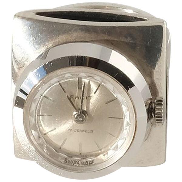 Square Shaped Silver Ring-Watch Made Year 1967