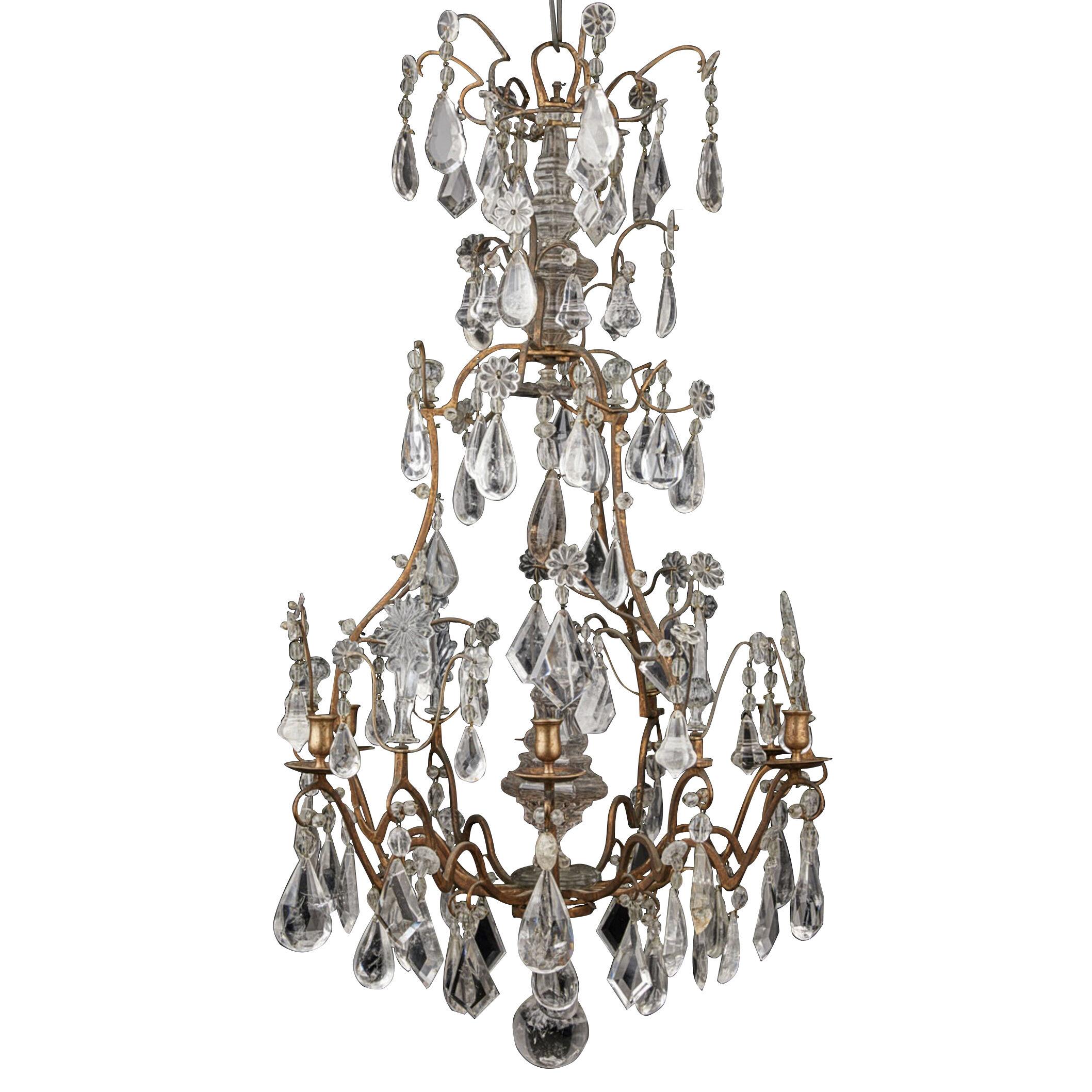 French rock crystal chandelier, 18th c