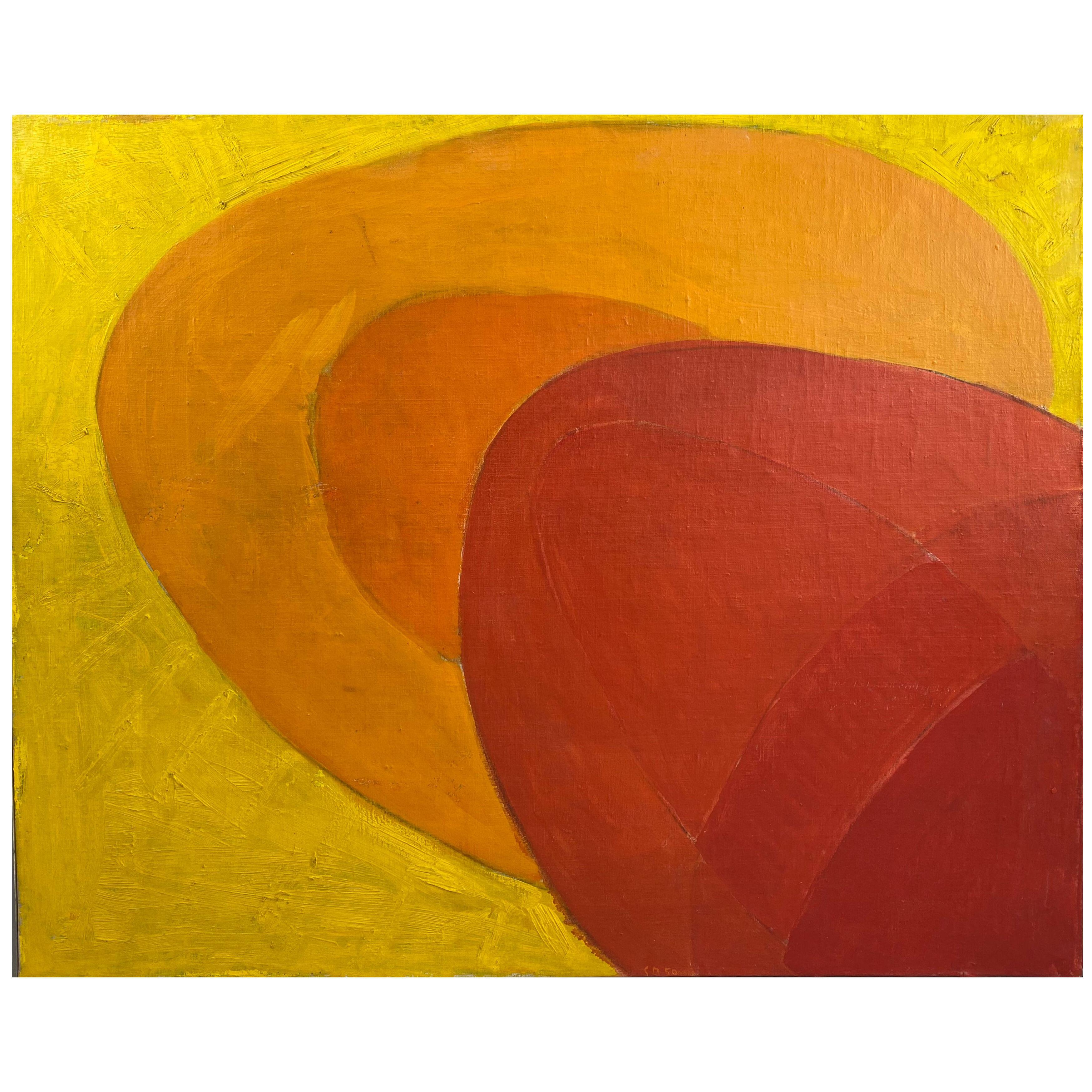 Painting. "Shapes against yellow". Gert Marcus (1914-2008)