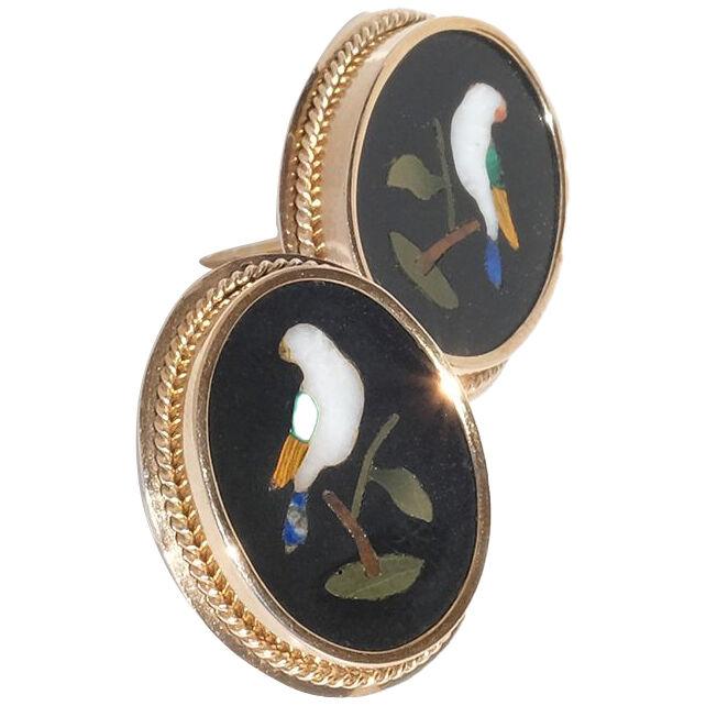 Pietra Dura Earrings Made in the 19th Century