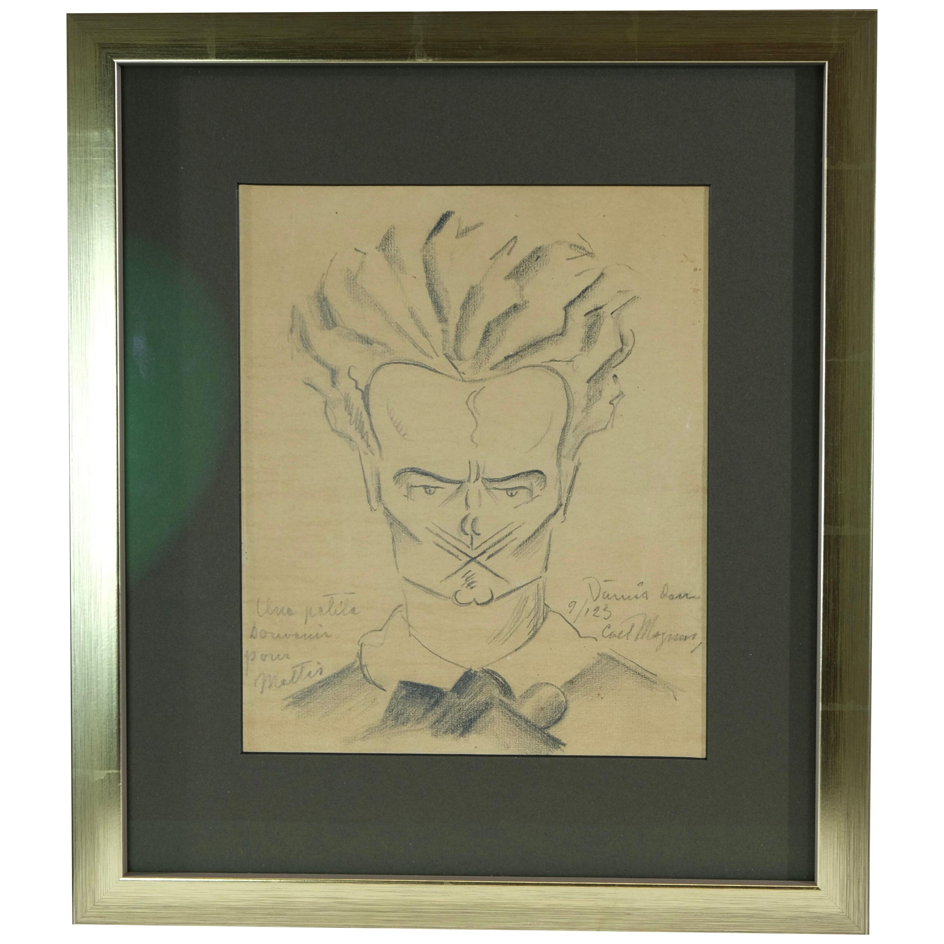 Drawing. Caricature of Augus Strindberg from 1923.