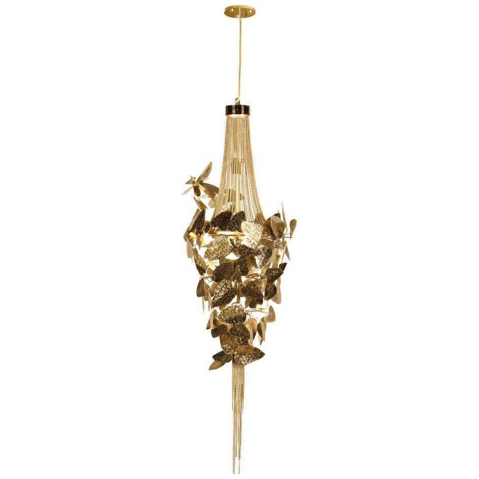 Pendant Light with Gold-Plated Brass and Amber Swarovski Crystals