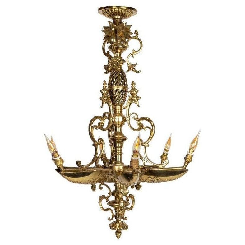 Napoleon III Period Gilded Bronze Chandelier, 6 Lights