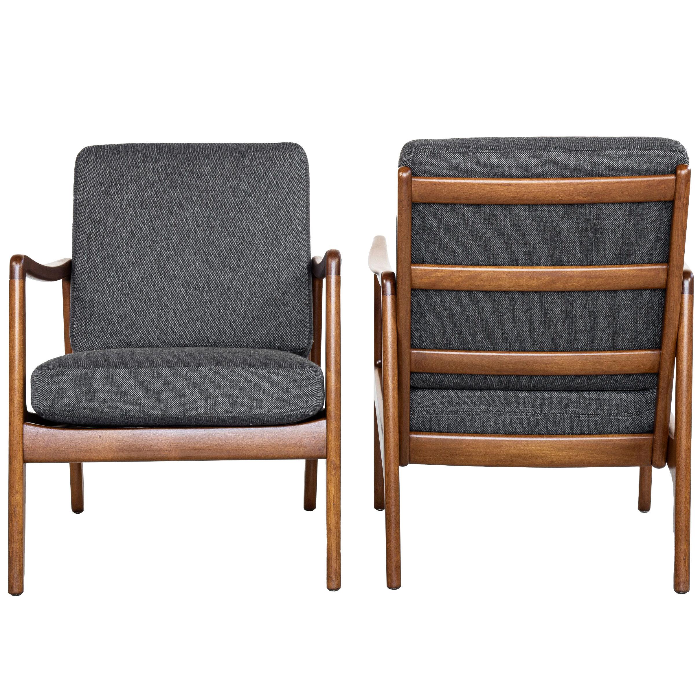 Midcentury Danish pair of easy chairs by Ole Wanscher for France & Daverkosen