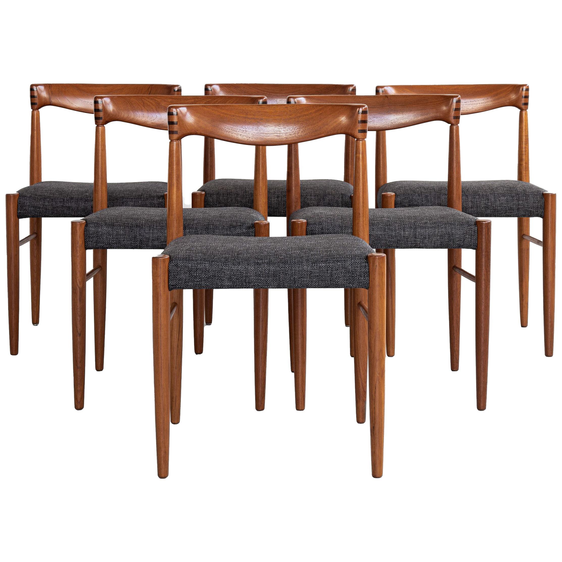 Midcentury Danish set of 6 dining chairs in teak by HW Klein for Bramin 1960s