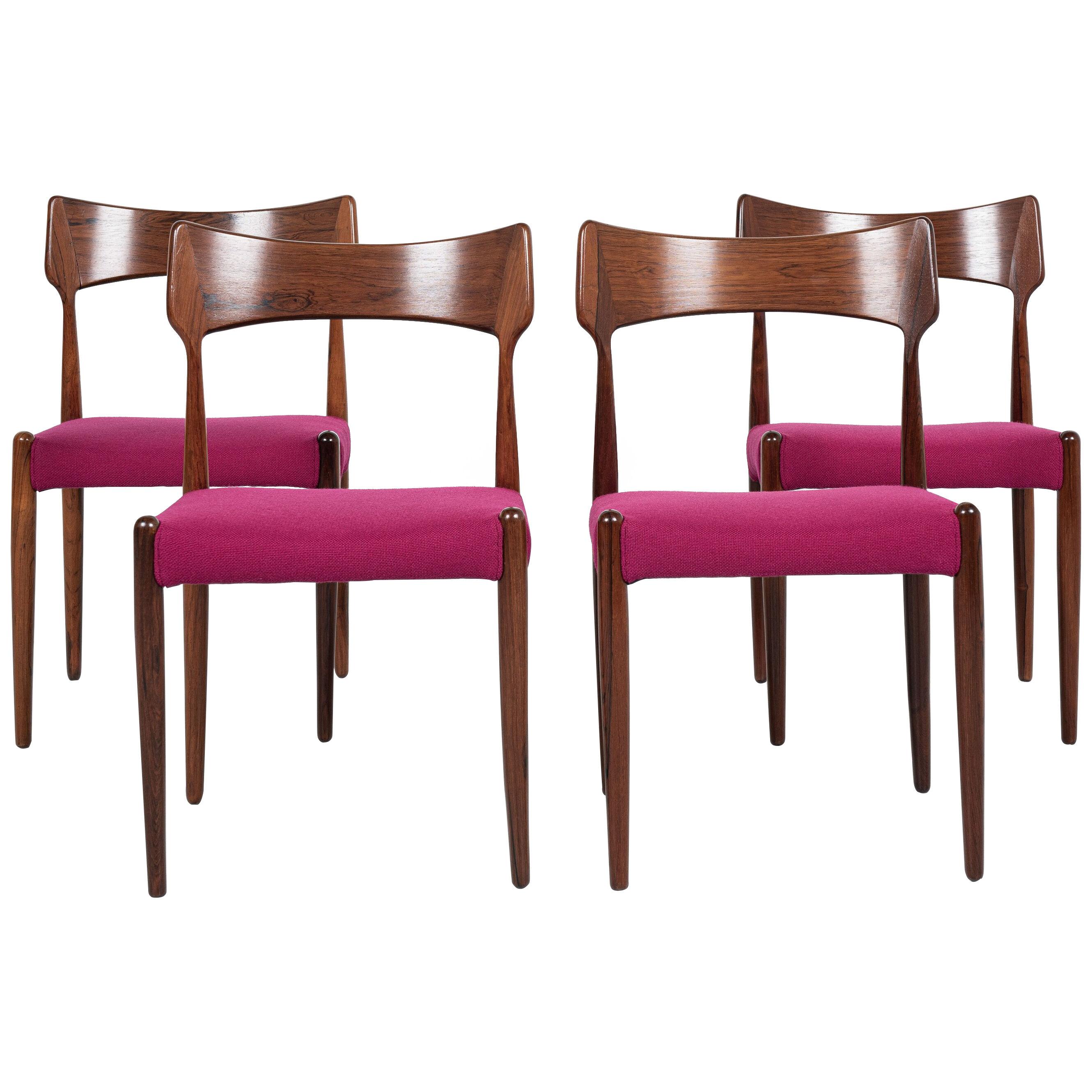 Midcentury Danish set of 4 chairs in rosewood by Bernhard Pedersen & Søn 1960s