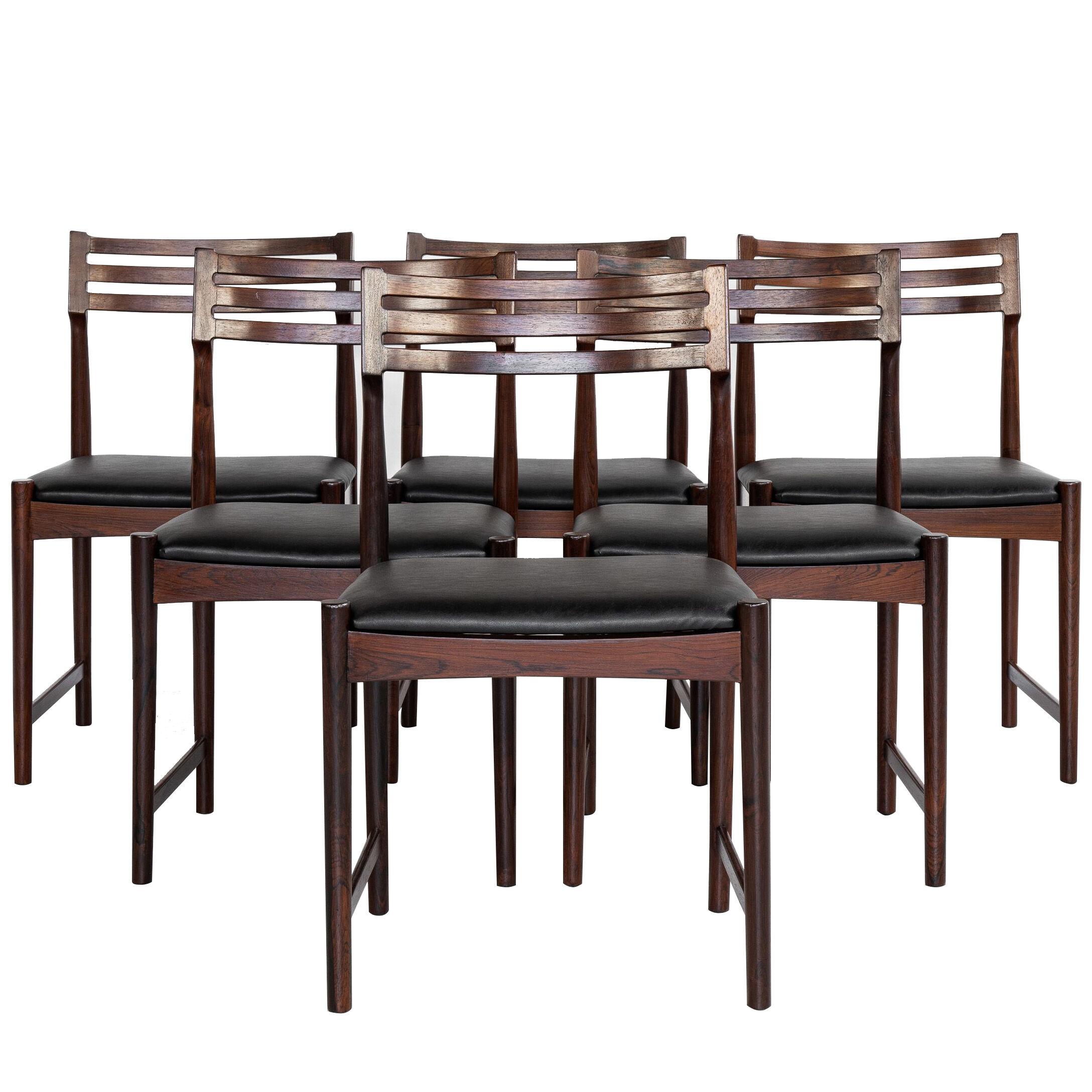 Midcentury set of 6 dining chairs in rosewood by Severin Hansen for Bovenkamp
