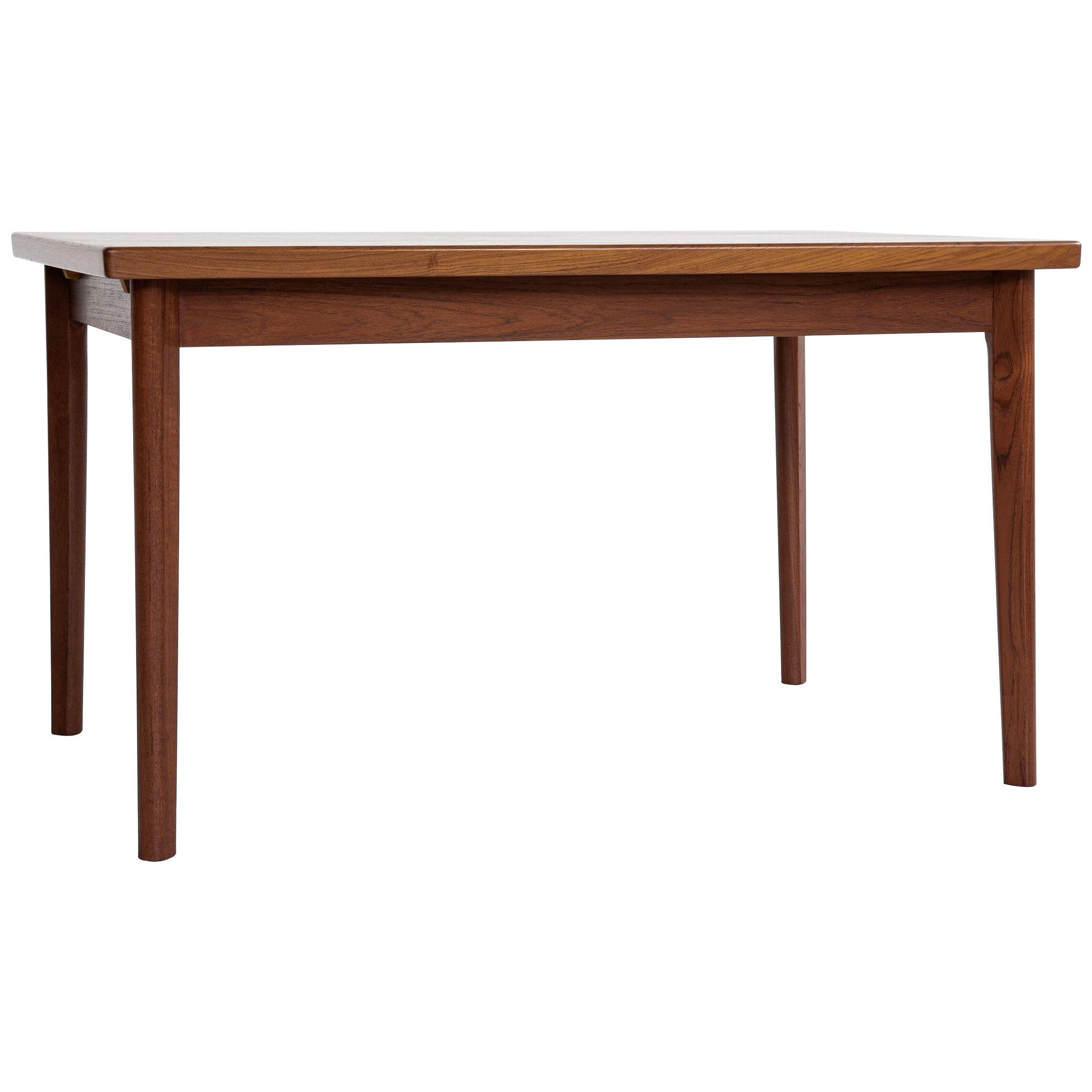Midcentury Danish rectangular dining table in teak 1960s - hidden extensions