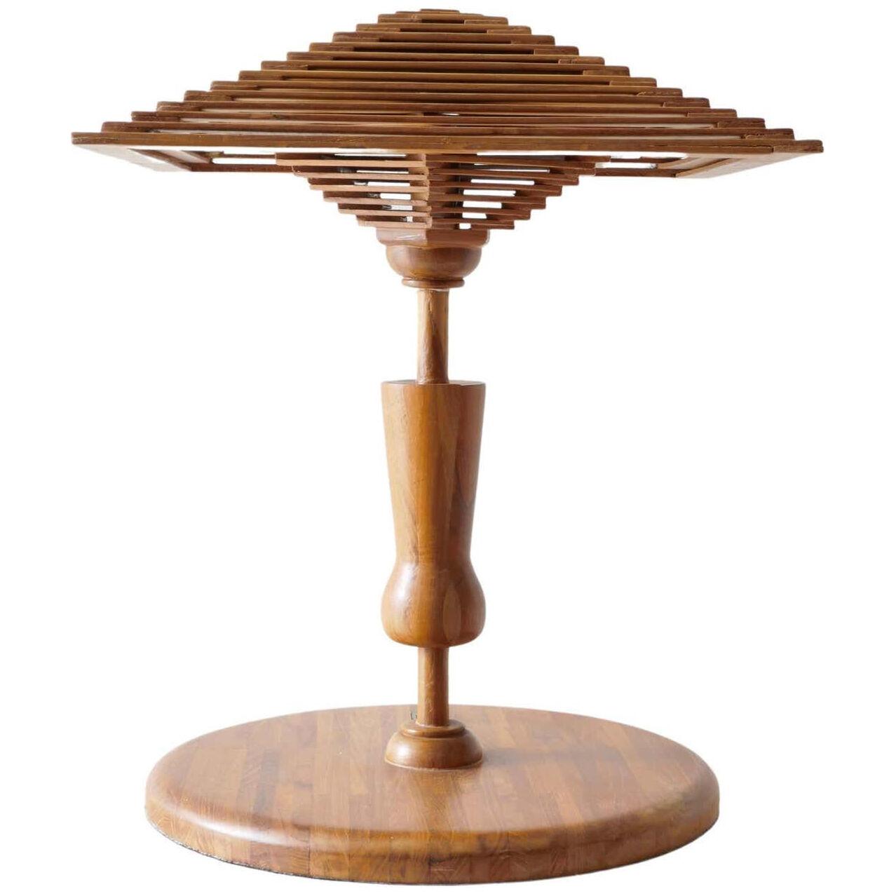 Teak Wood Table Lamp, Italy, 1970s