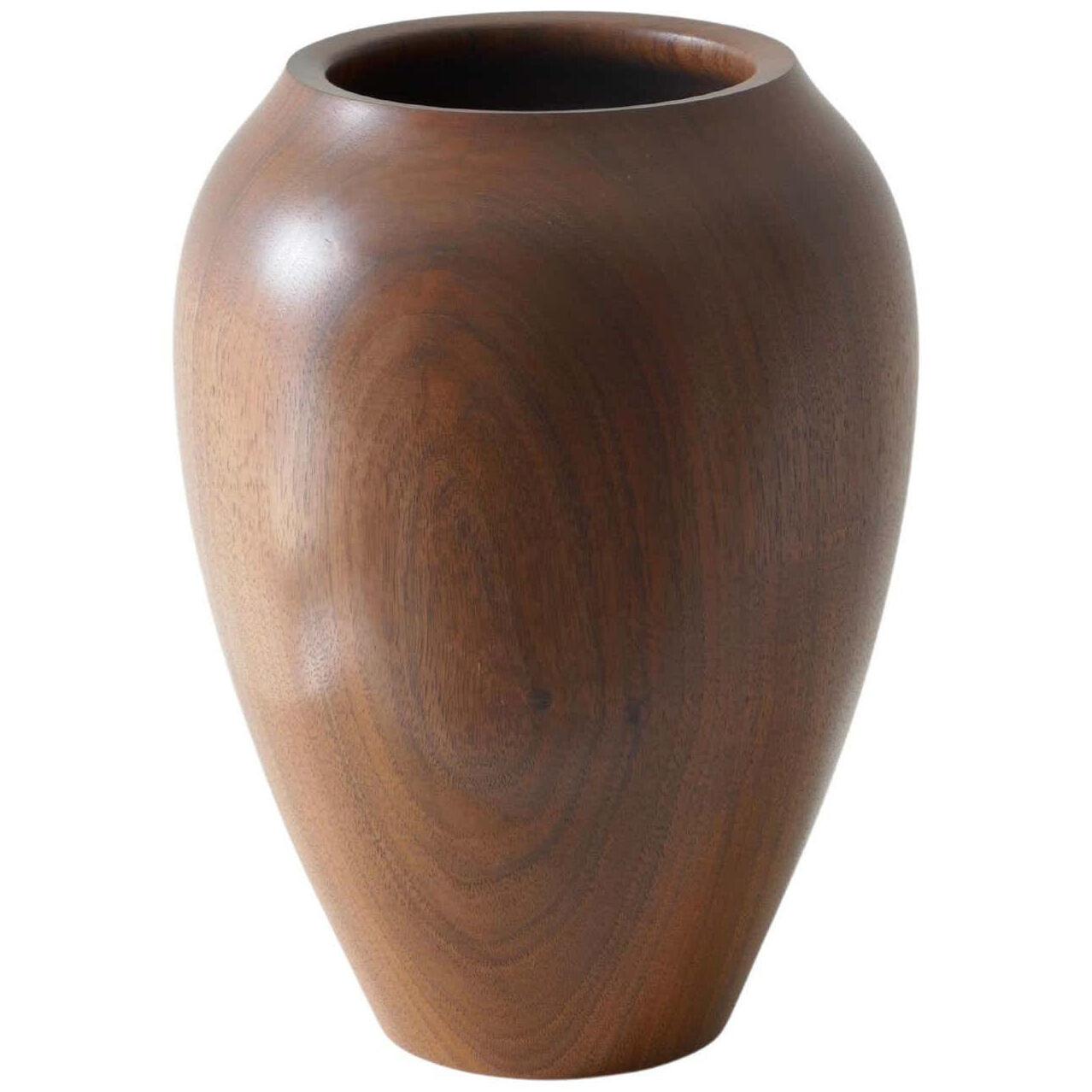 Turned Wood Vase in Walnut, English, Late 20th century