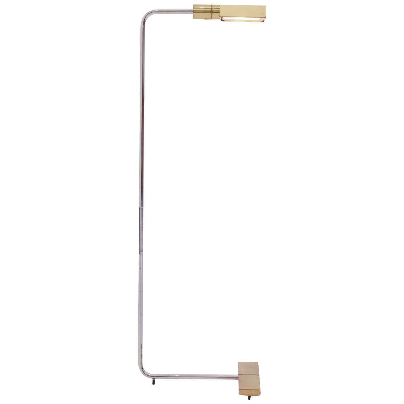 1UWV Low Profile Chrome/Lacquer Brass Luminaire Swivel Lamp by Cedric Hartman