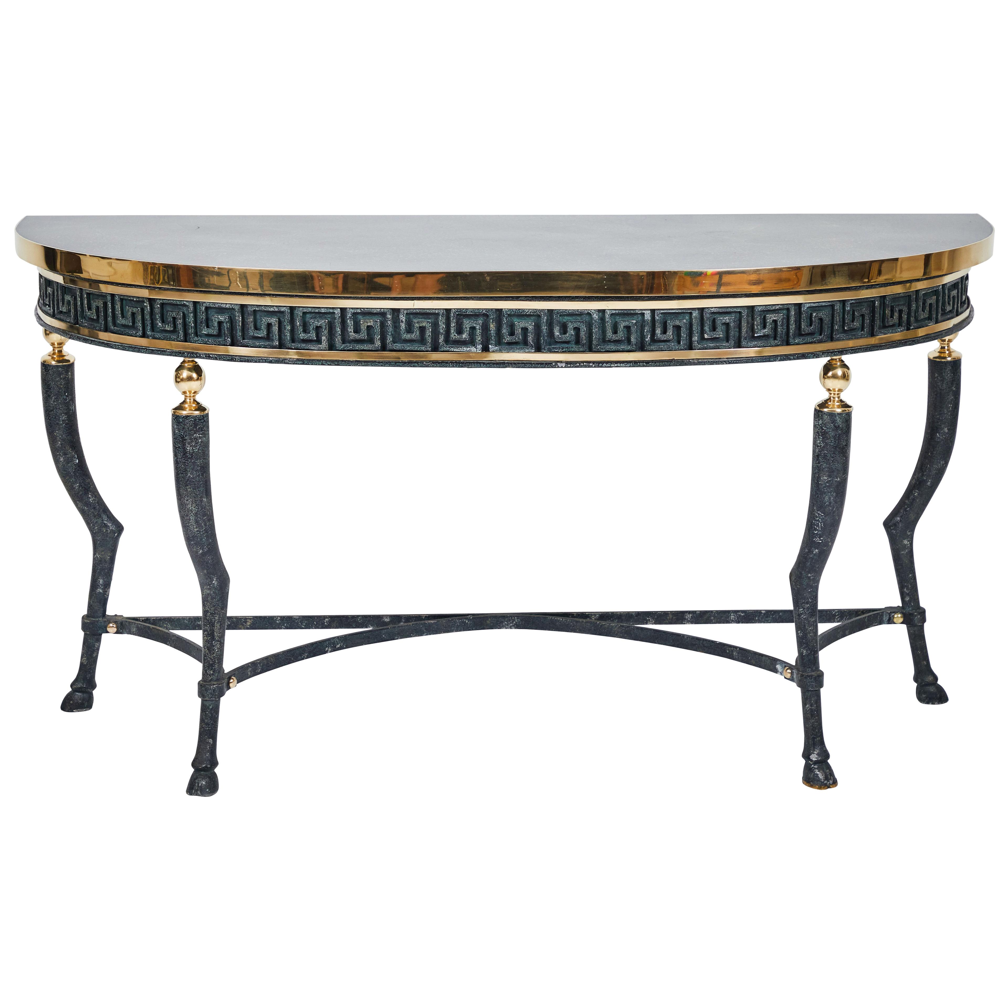 A Stone and Brass French Style Console