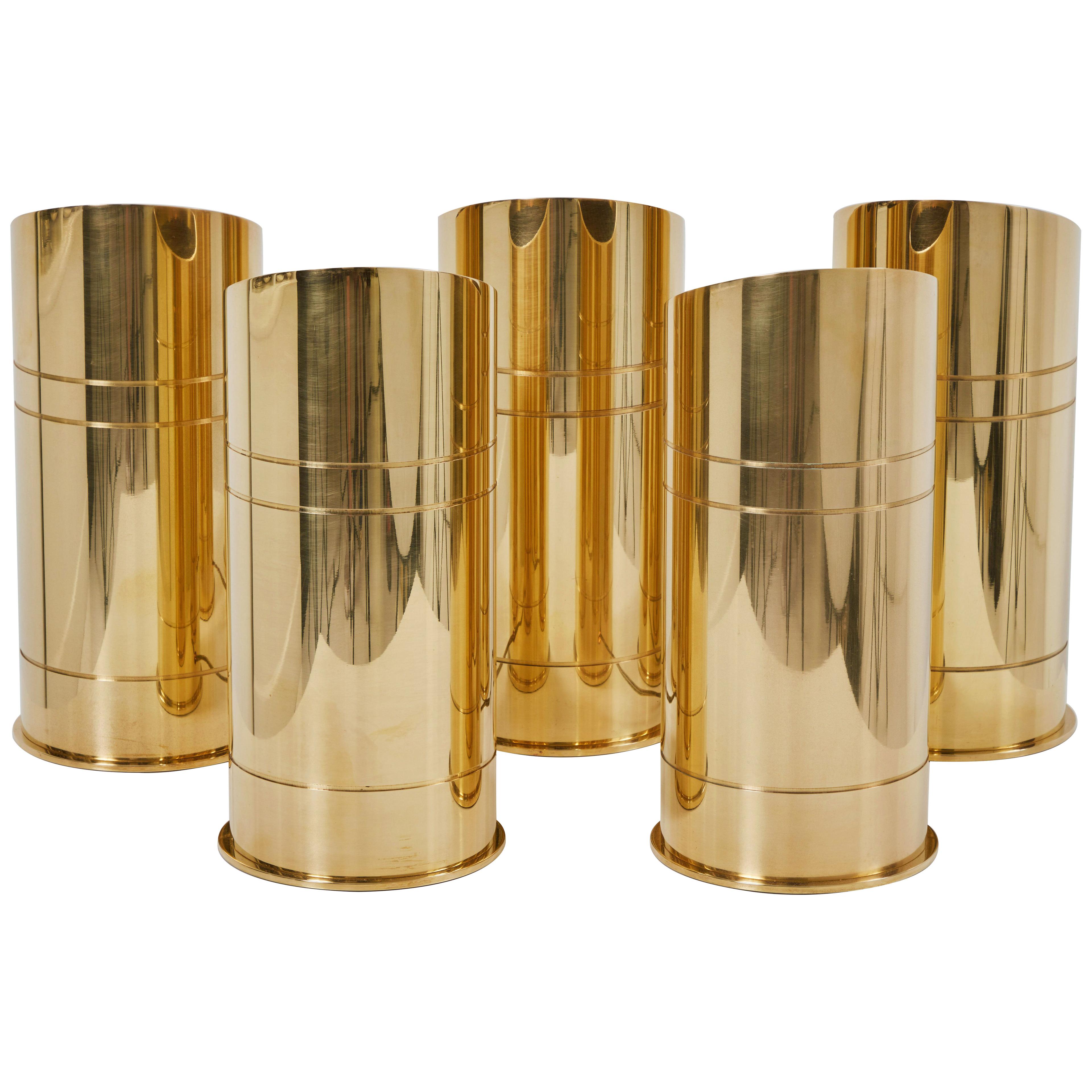 4 Brass "Bullet Floor Lamps" by Karl Springer