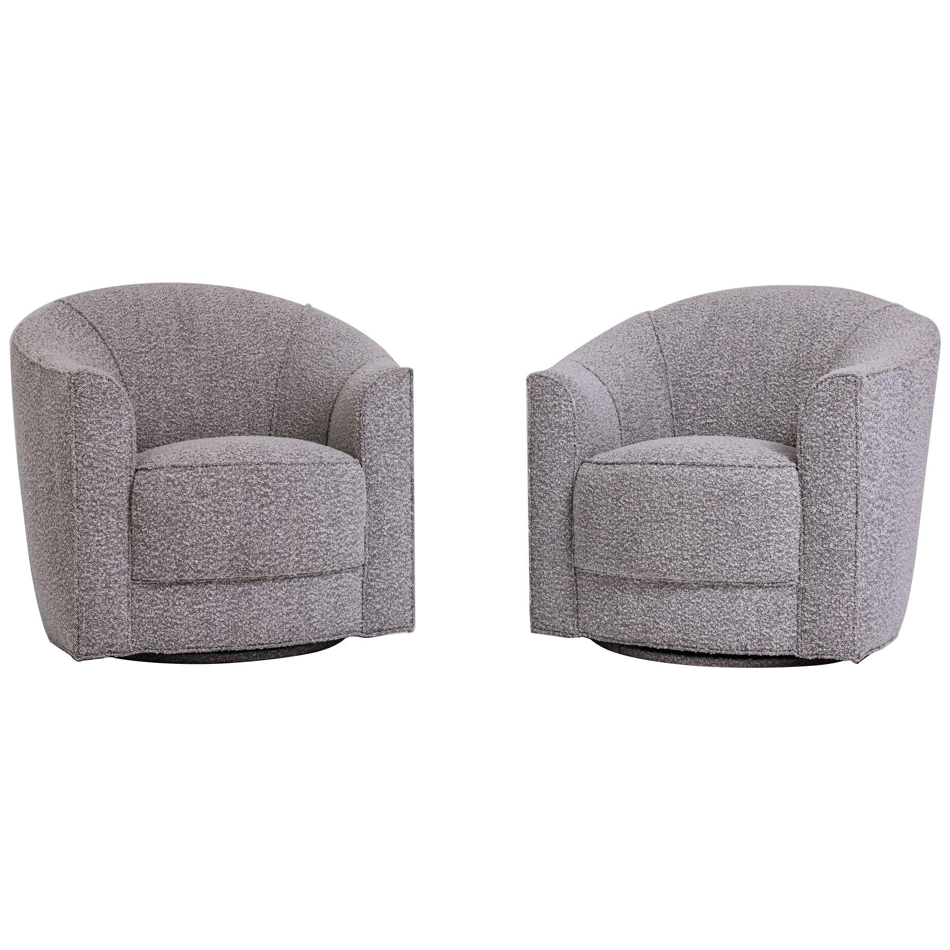Pair of Swiveling Tub Chairs with Newly Upholstered