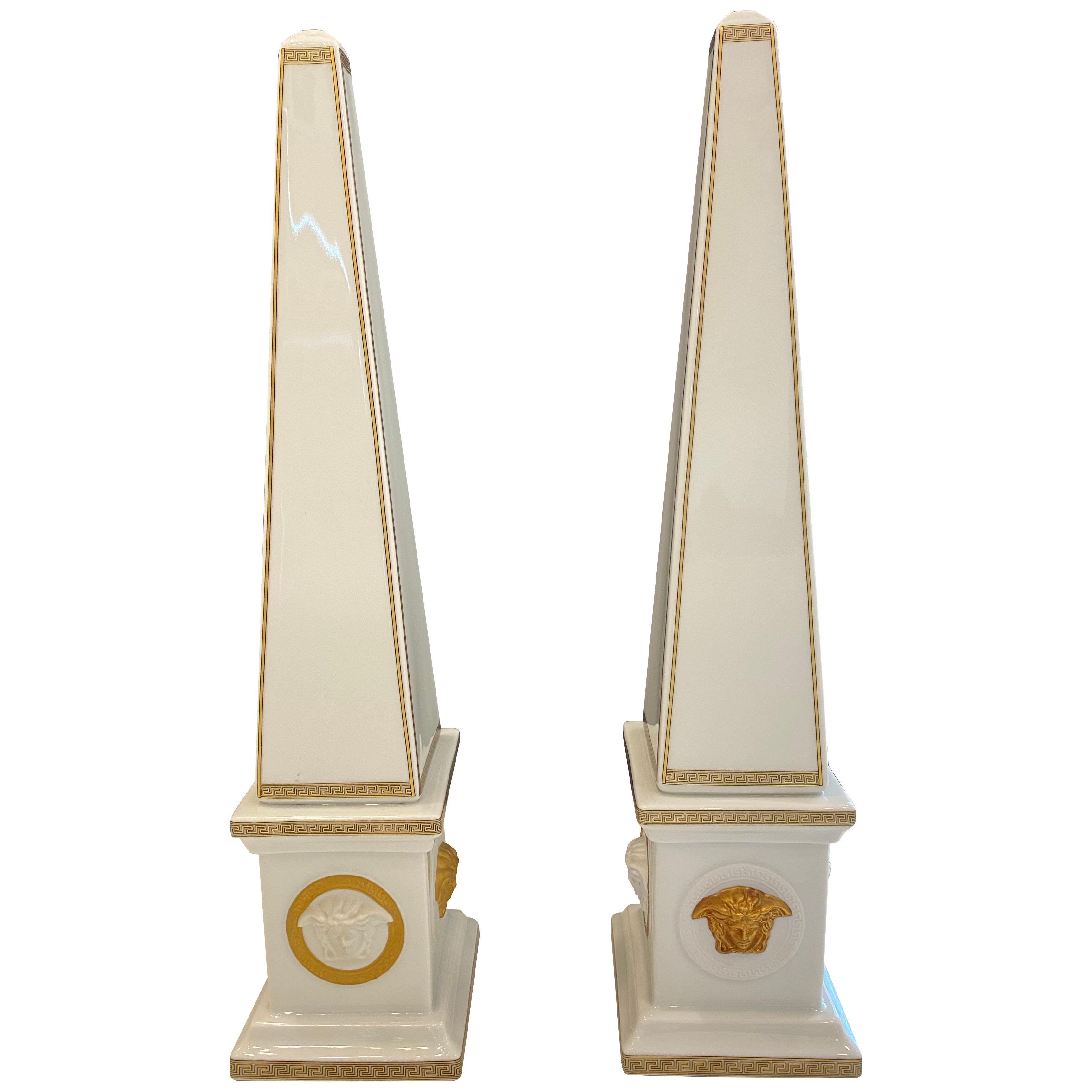 Pair of Porcelain Obelisks by Versace