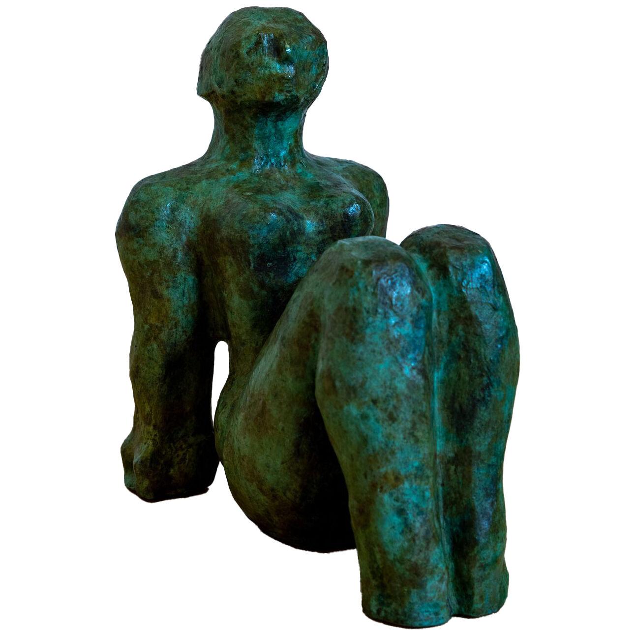 "Knees Up", A Patinated Bronze Nude By Barbara Beretich (1936-2018)