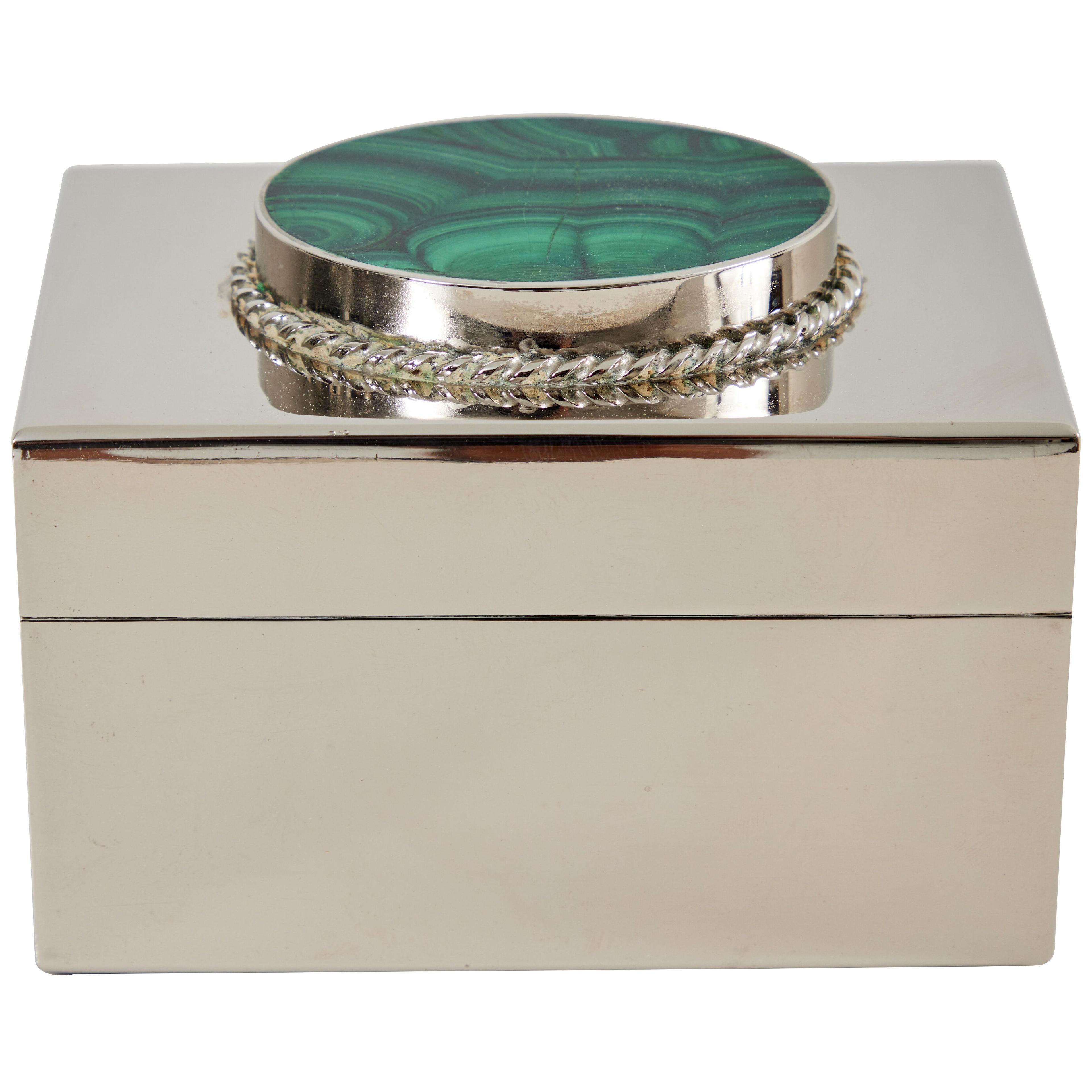 Silver Plate and Malachite Lidded Box by Antony Redmille