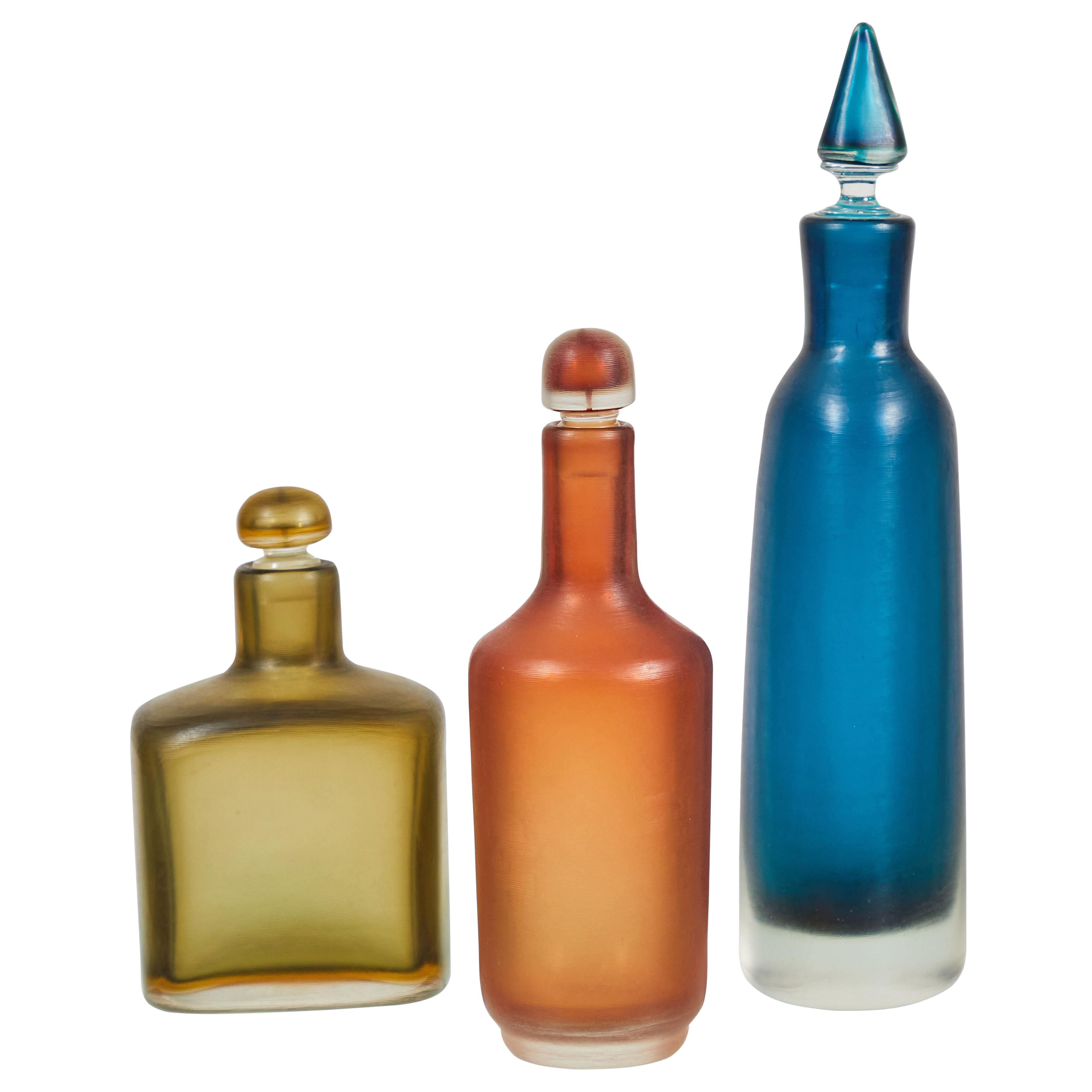 Group of 3 Inciso Technique Decanters by Paolo Venini