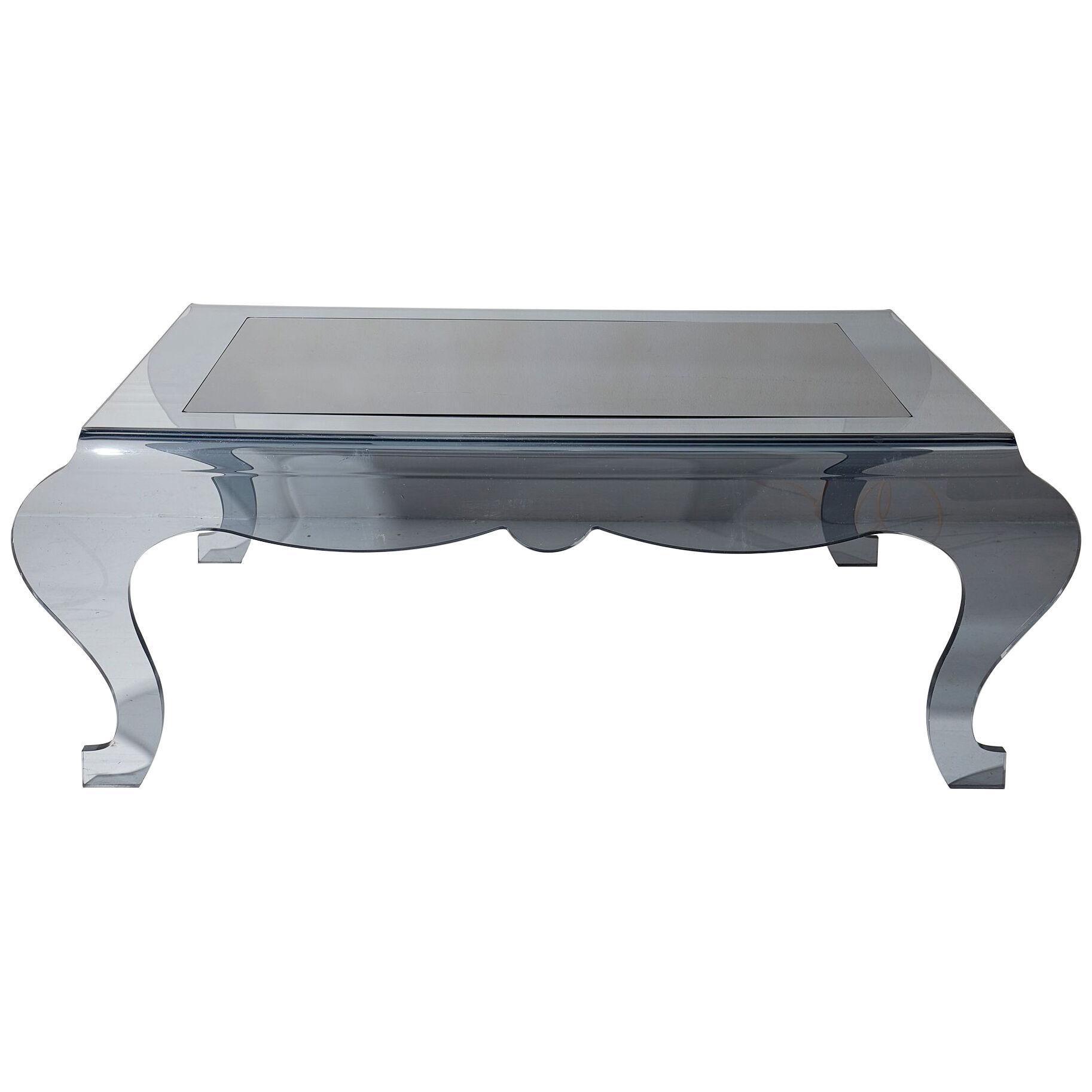 Smoked Grey Plexi and Black Glass Coffee Table
