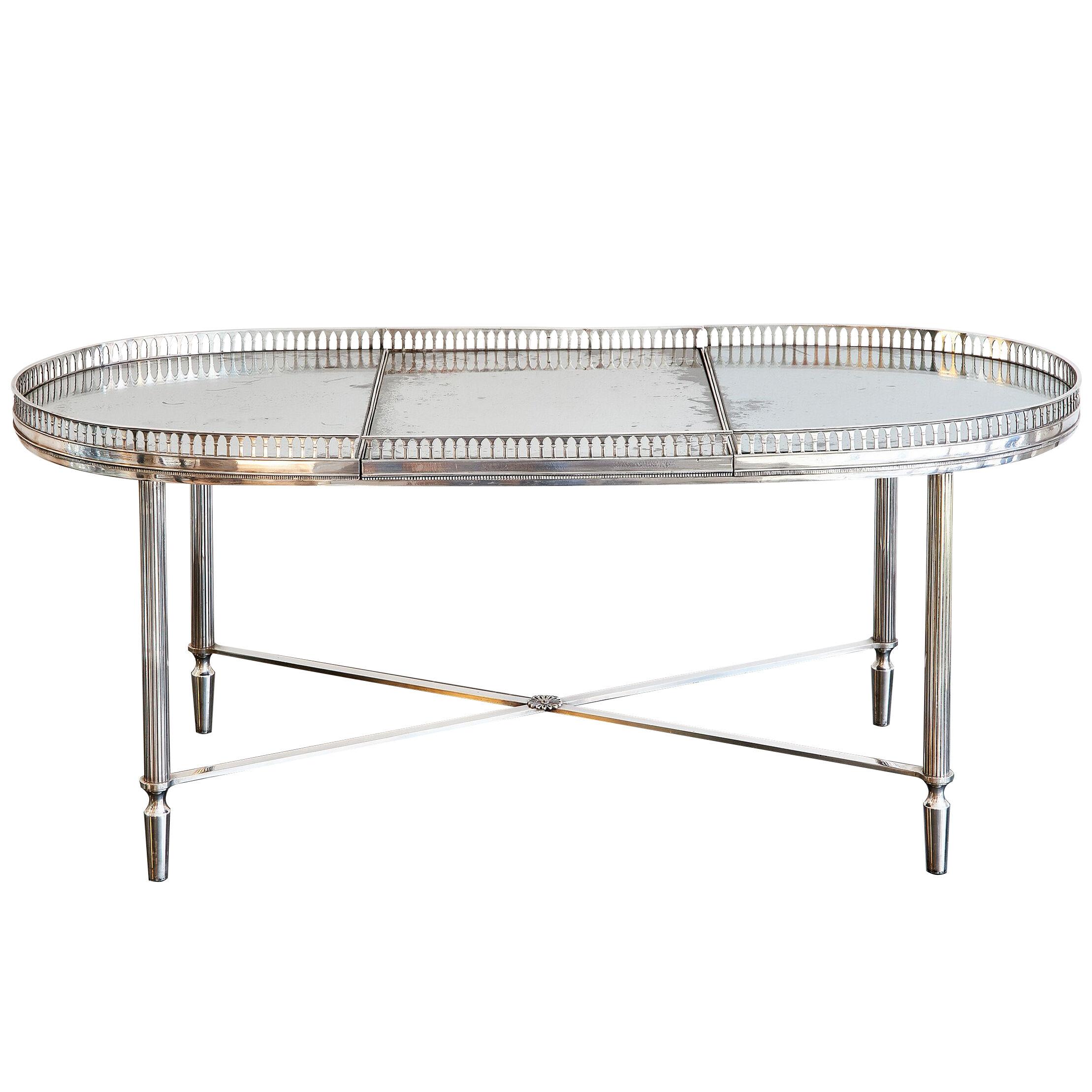 Maison Jansen, Paris, Quality Silvered Coffee Table with original mirrored top