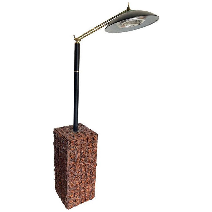 A tiled floor lamp by artist Ron Hitchins with 265 individual handmade tiles