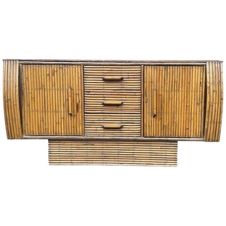 A 1920s oak and bamboo sideboard by Angaves of Leicestershire