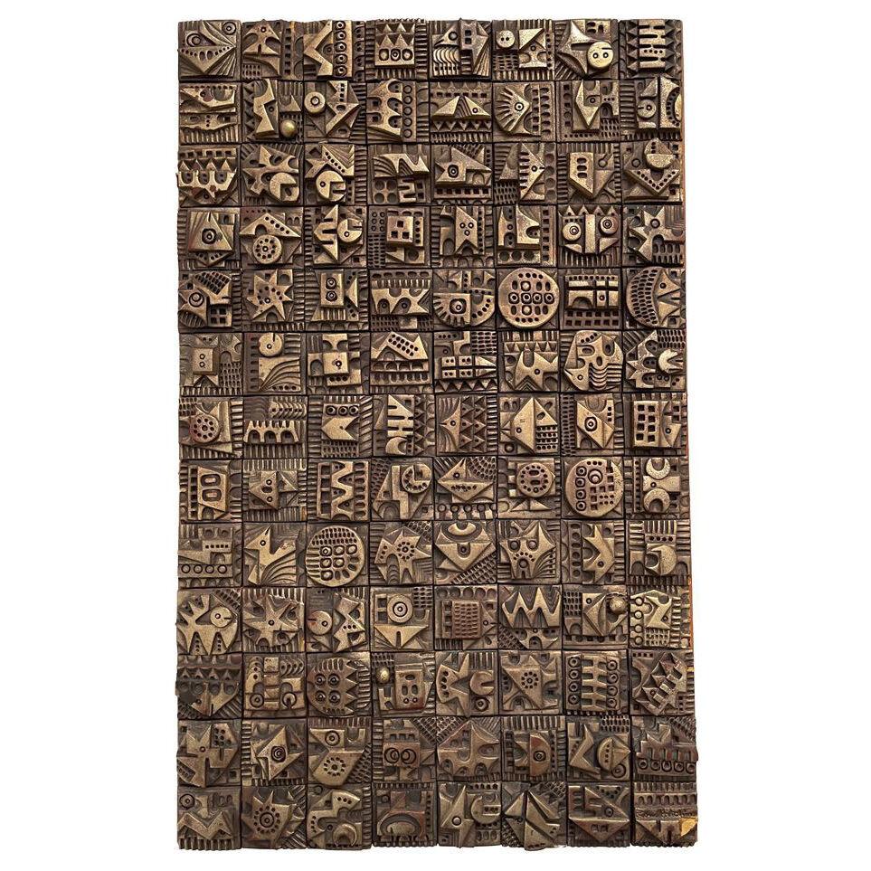 Ron Hitchins orignal sculpture comprised of 104 unique handmade terracotta tiles