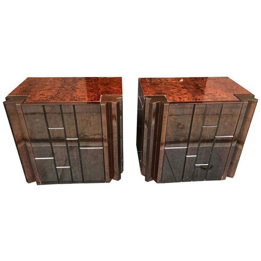 PAIR OF LUCIANO FRIGERIO WALNUT SIDE CABINETS