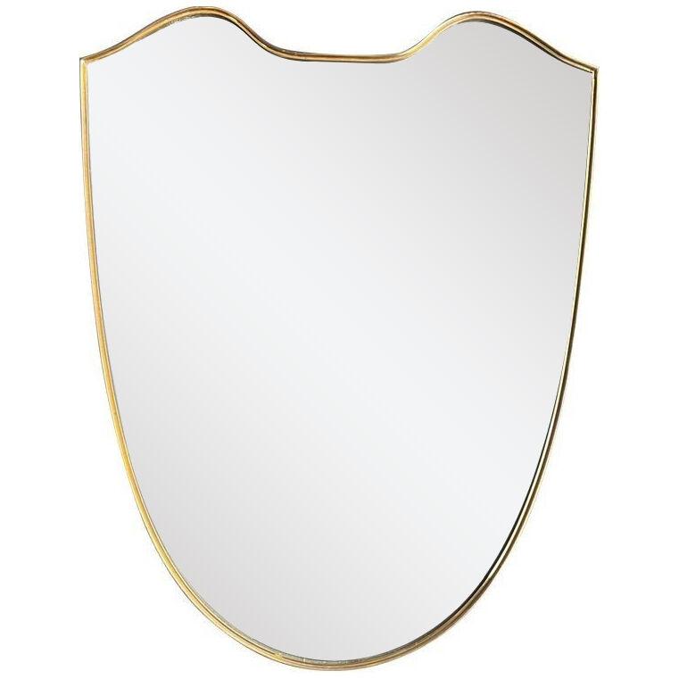 An orignal 1960s Italian shield mirror with brass frame