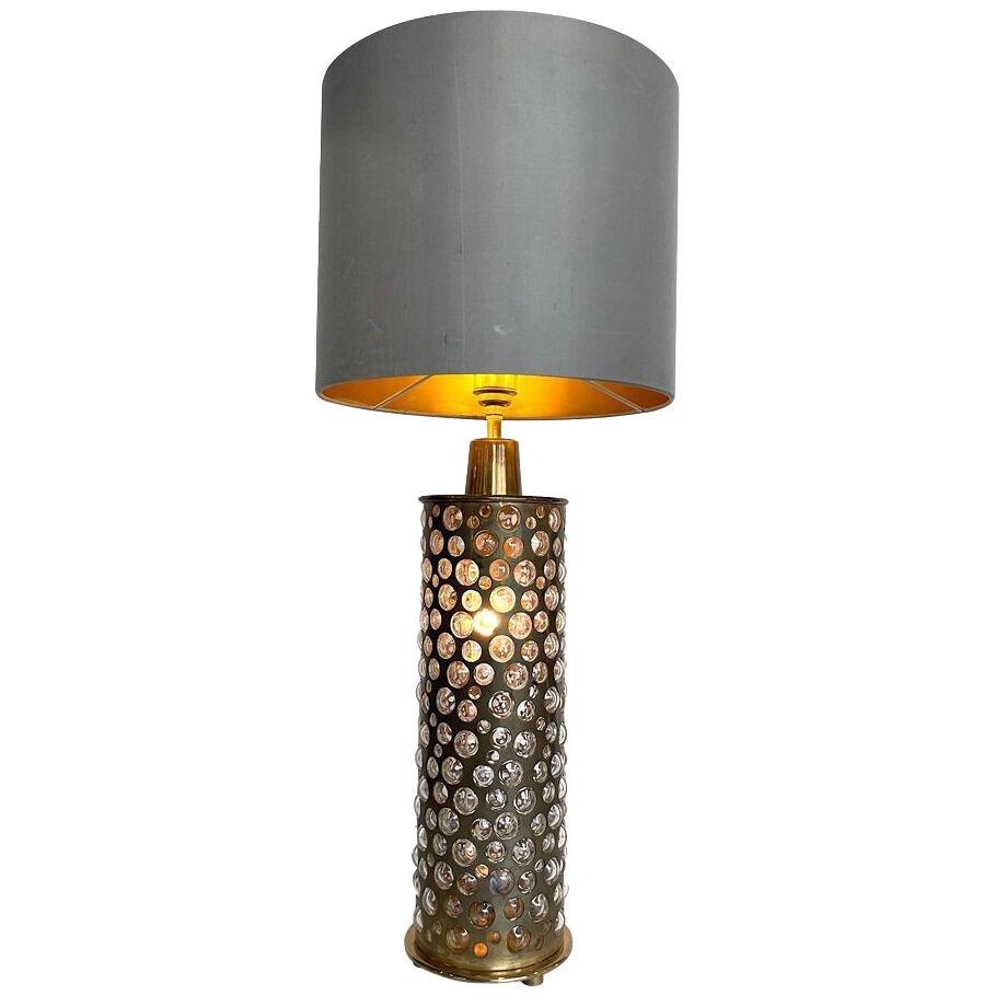 A rare 1960s glass and brass lamp by Rupert Nikoll with glass bubble base