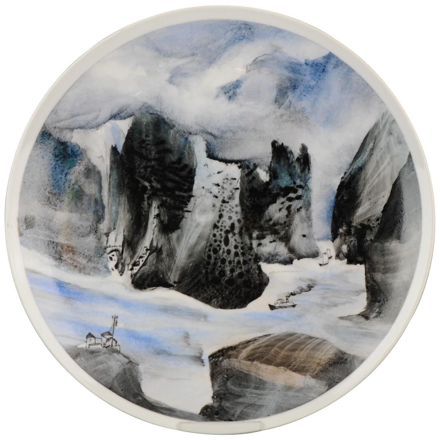 Li Linhong (1942) "Three Gorges" Artist Marked Plate Chinese Porcelain