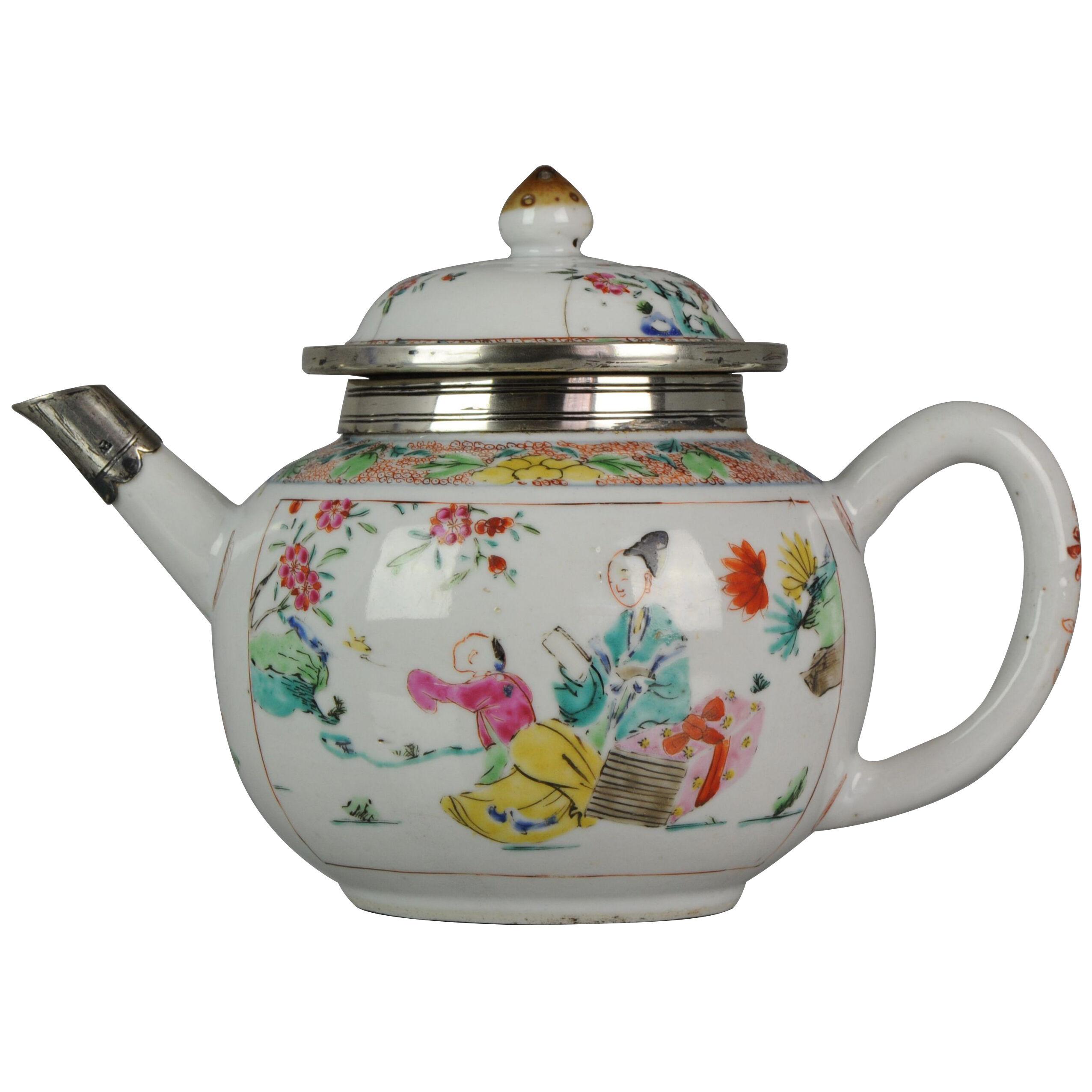 Antique Chinese Teapot Yongzheng Famille Rose Qing Dynasty Fencai