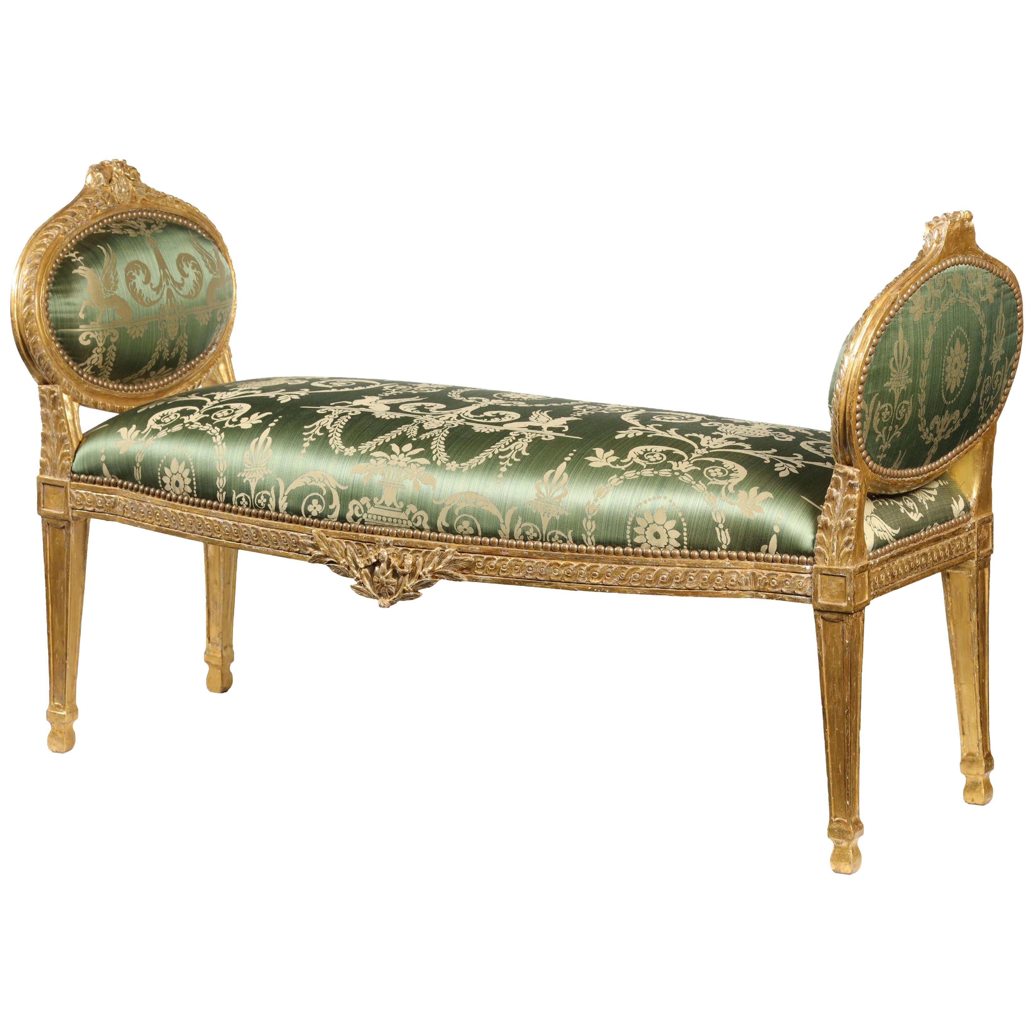 George III carved giltwood window seat attributed to John Linnell