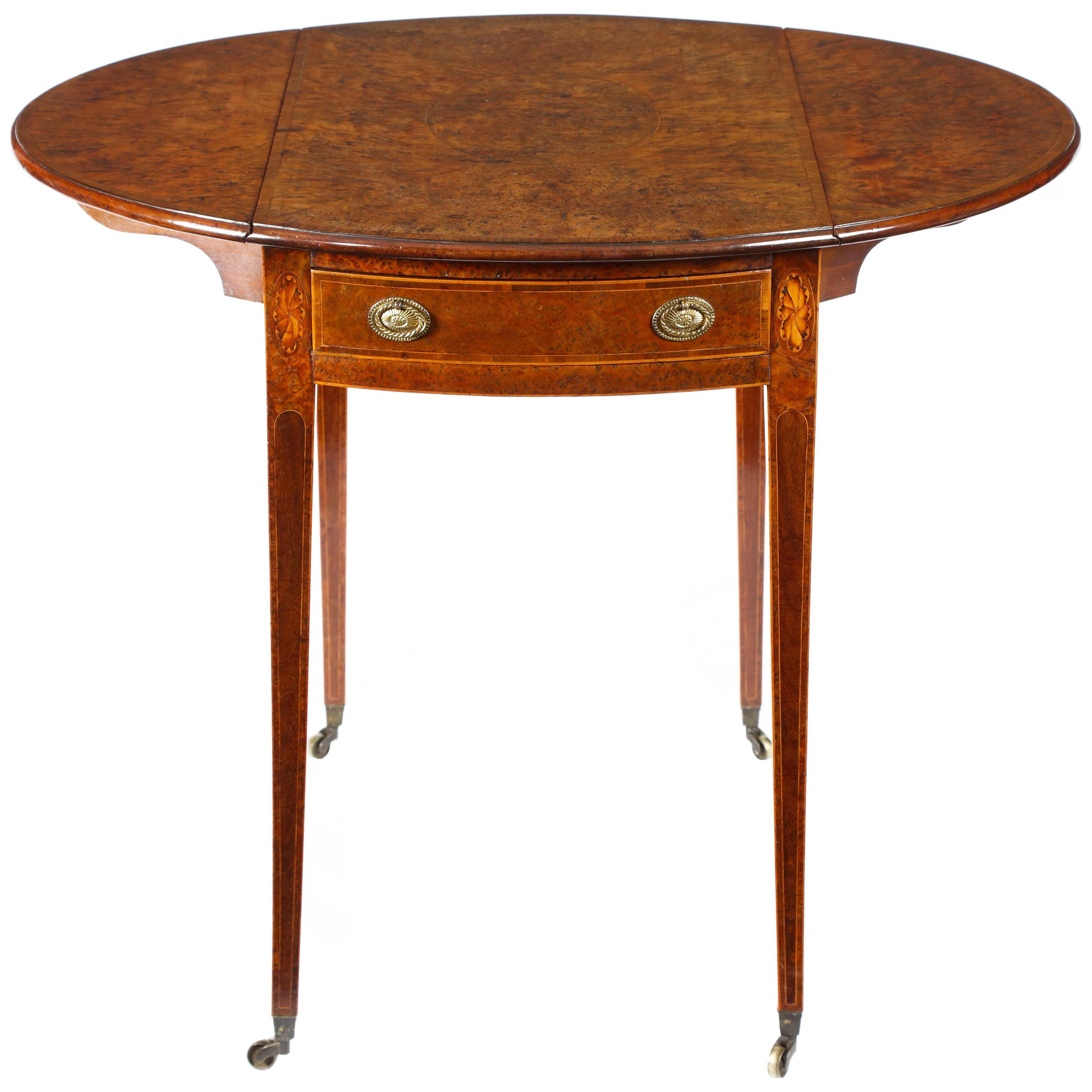 George III burr yew oval pembroke table