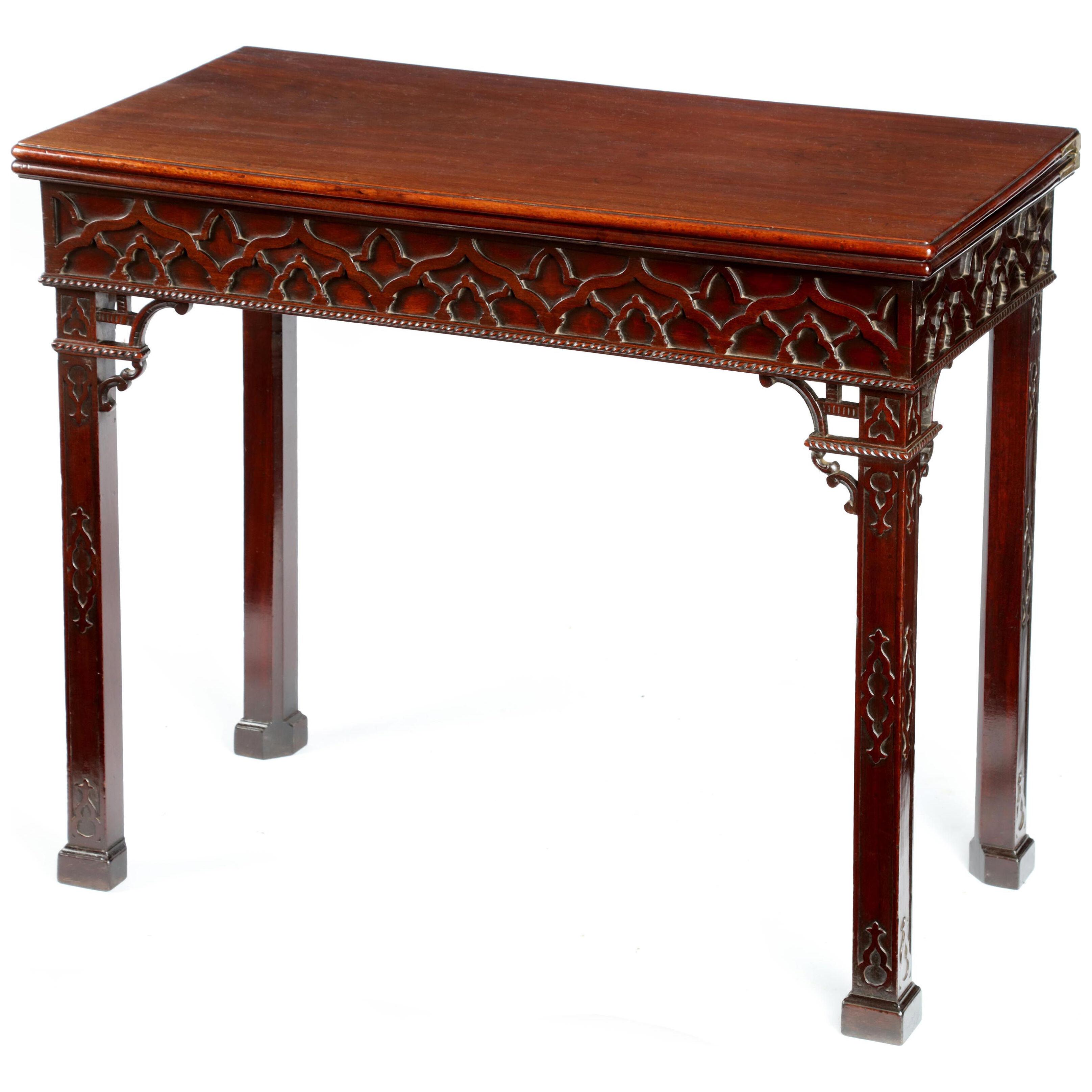 George III Chippendale period carved mahogany fretwork tea table