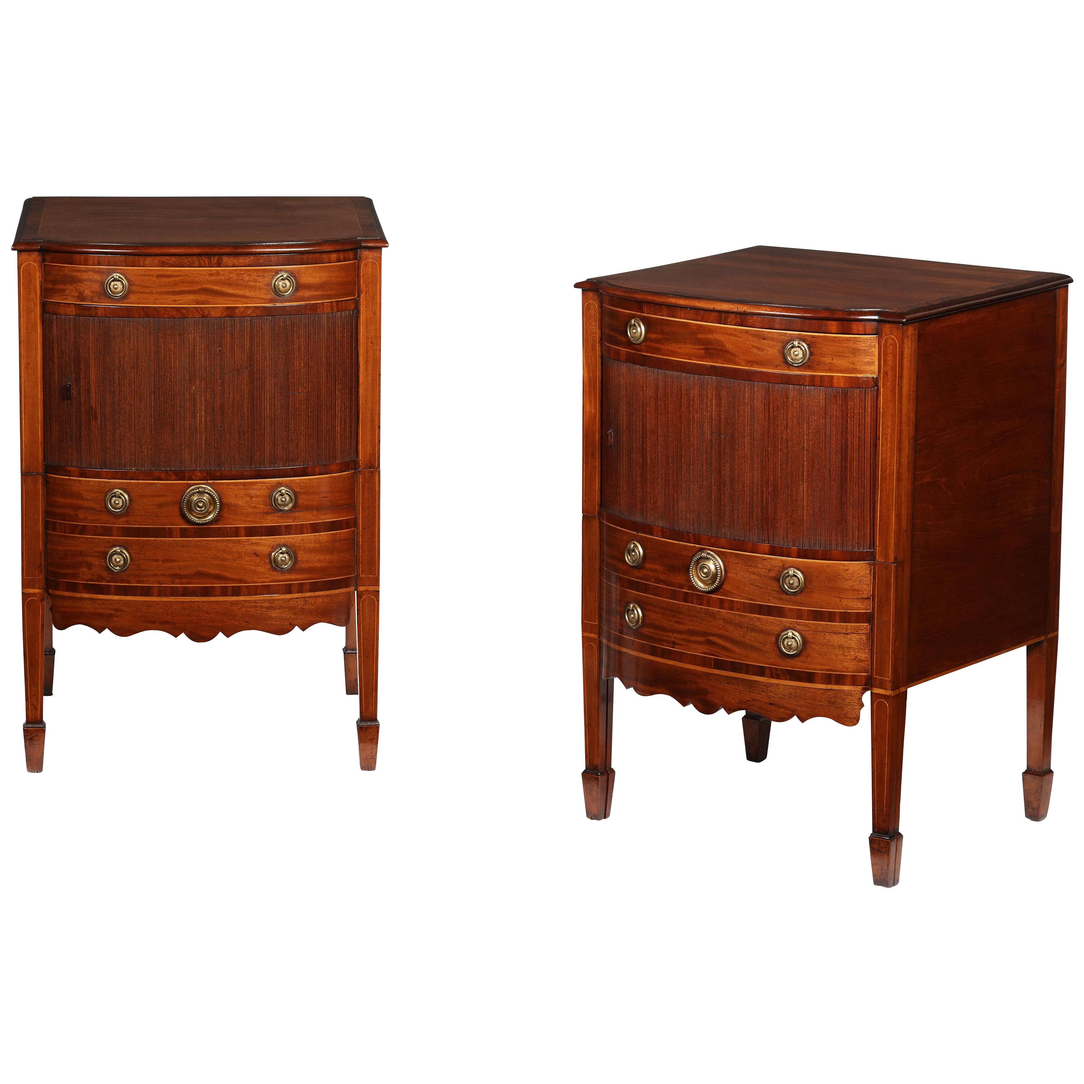 A pair of George III mahogany commode side tables