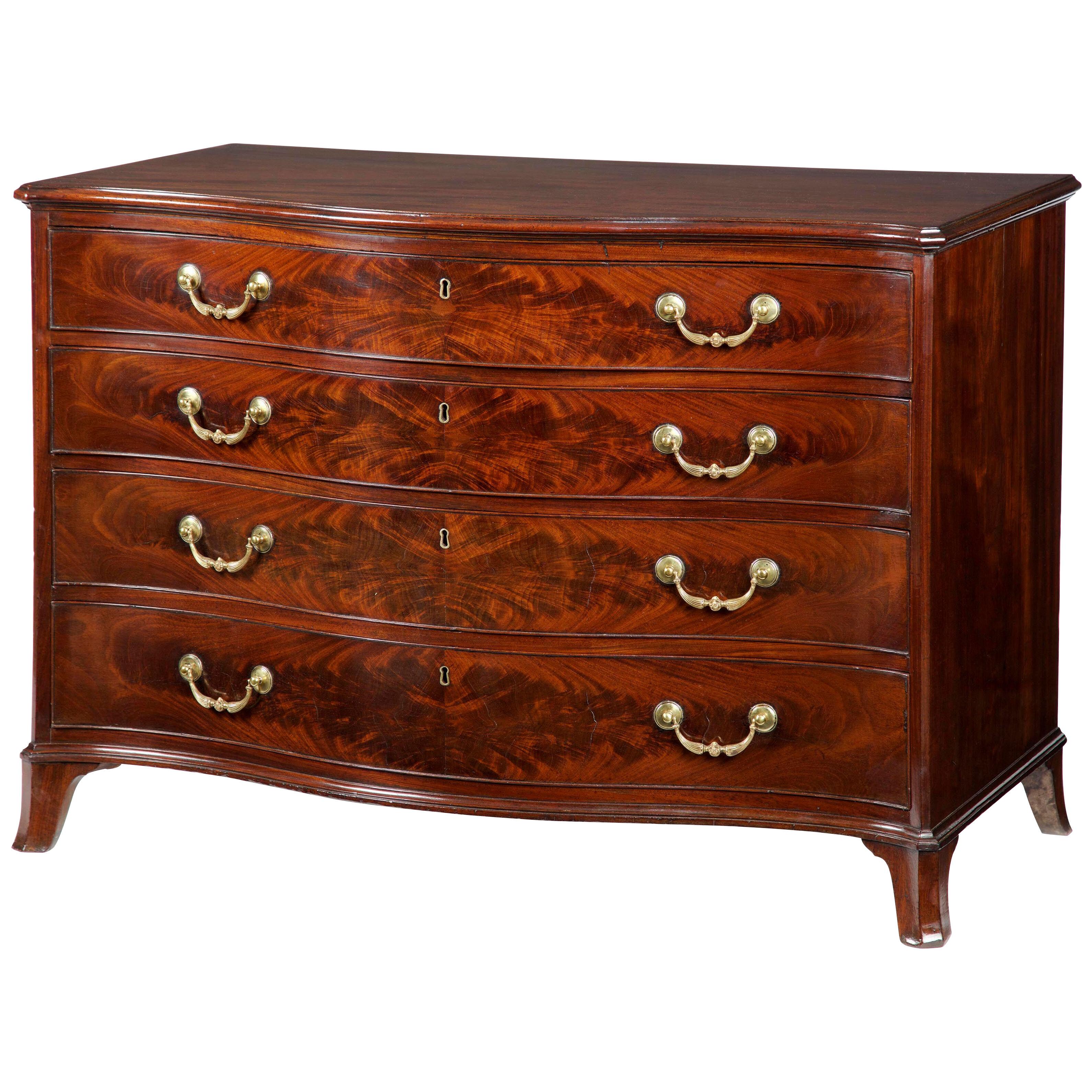 George III mahogany serpentine commode attributed to Gillows of Lancaster