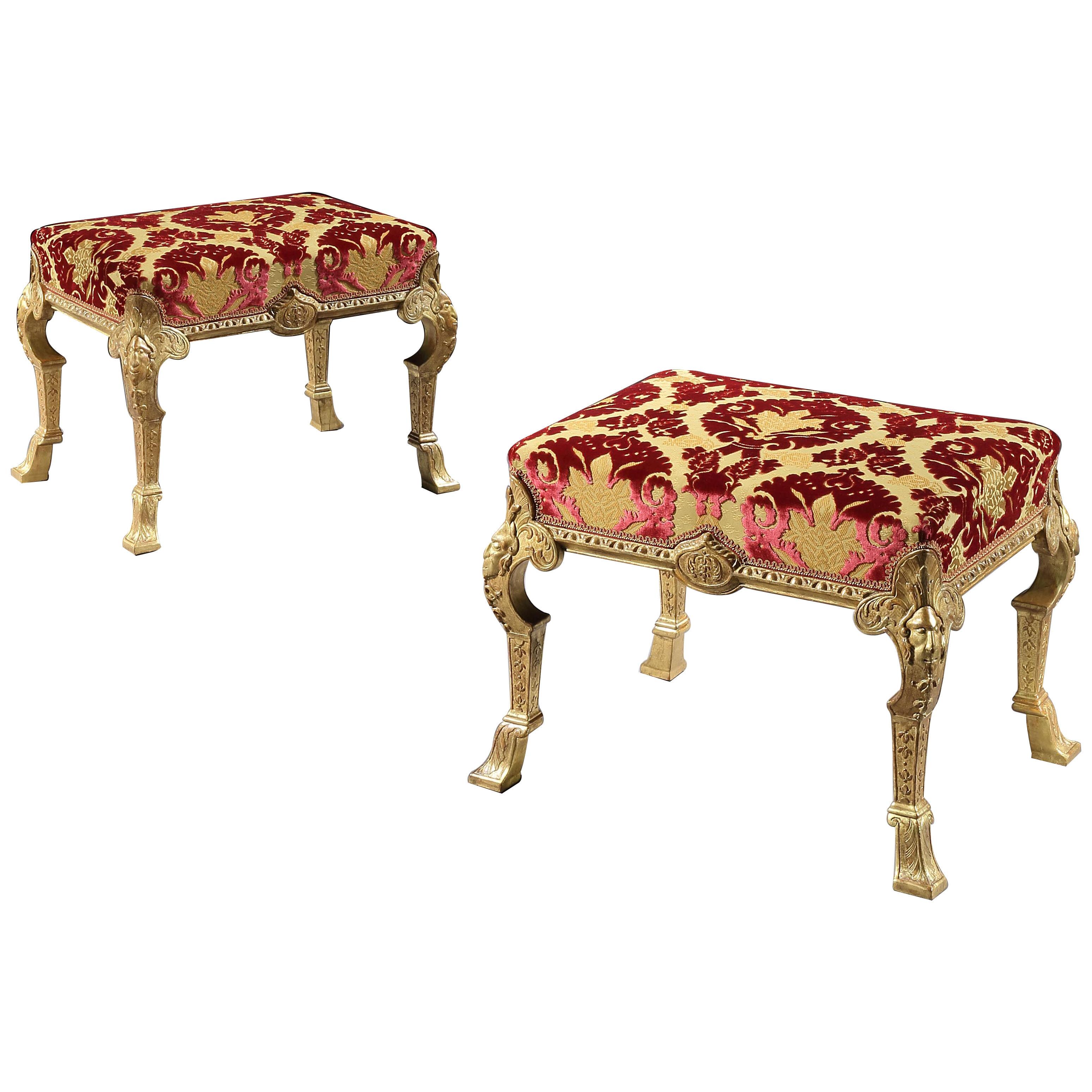 A PAIR OF GEORGE I GESSO STOOLS