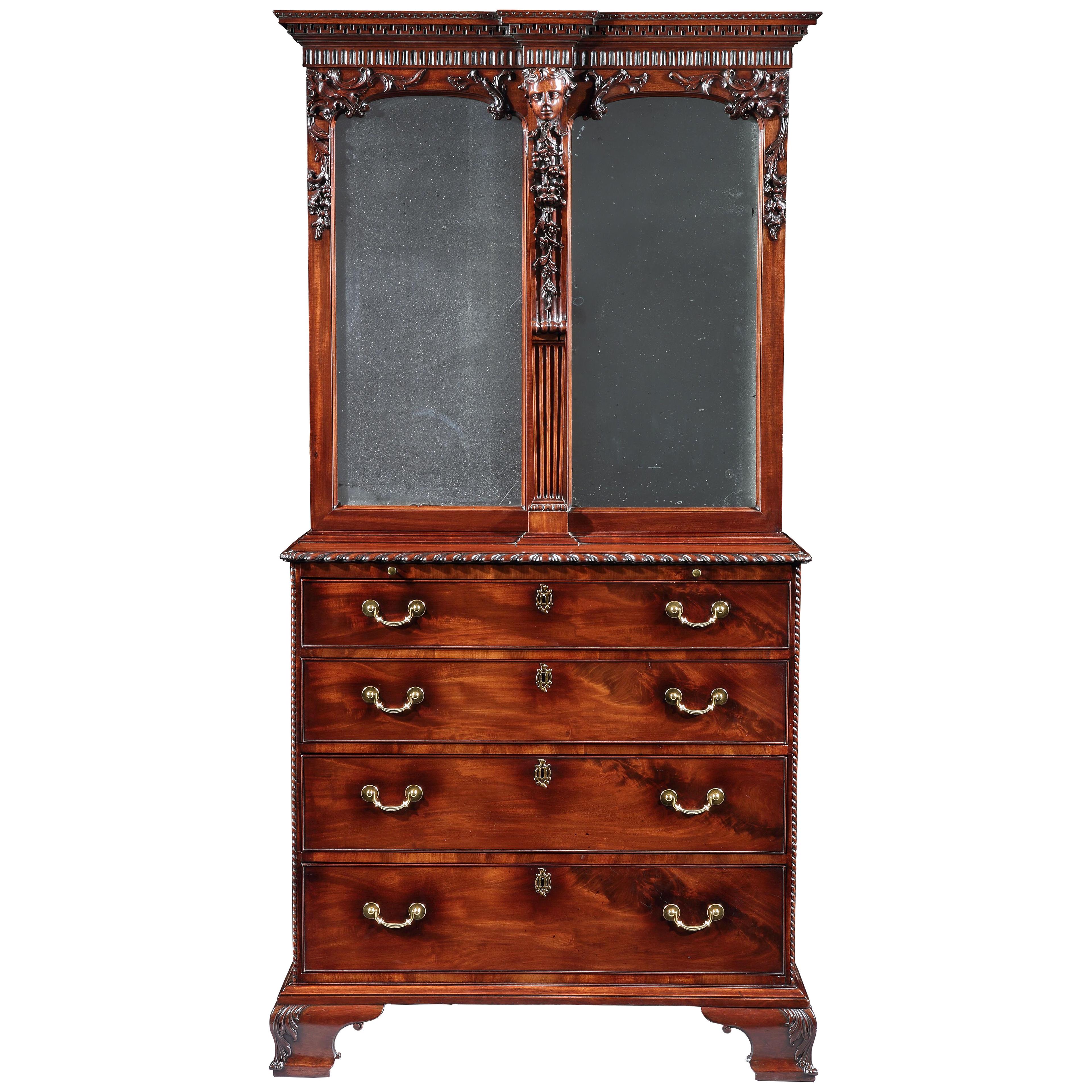 A GEORGE II MAHOGANY CABINET ATTRIBUTED TO WILLIAM VILE