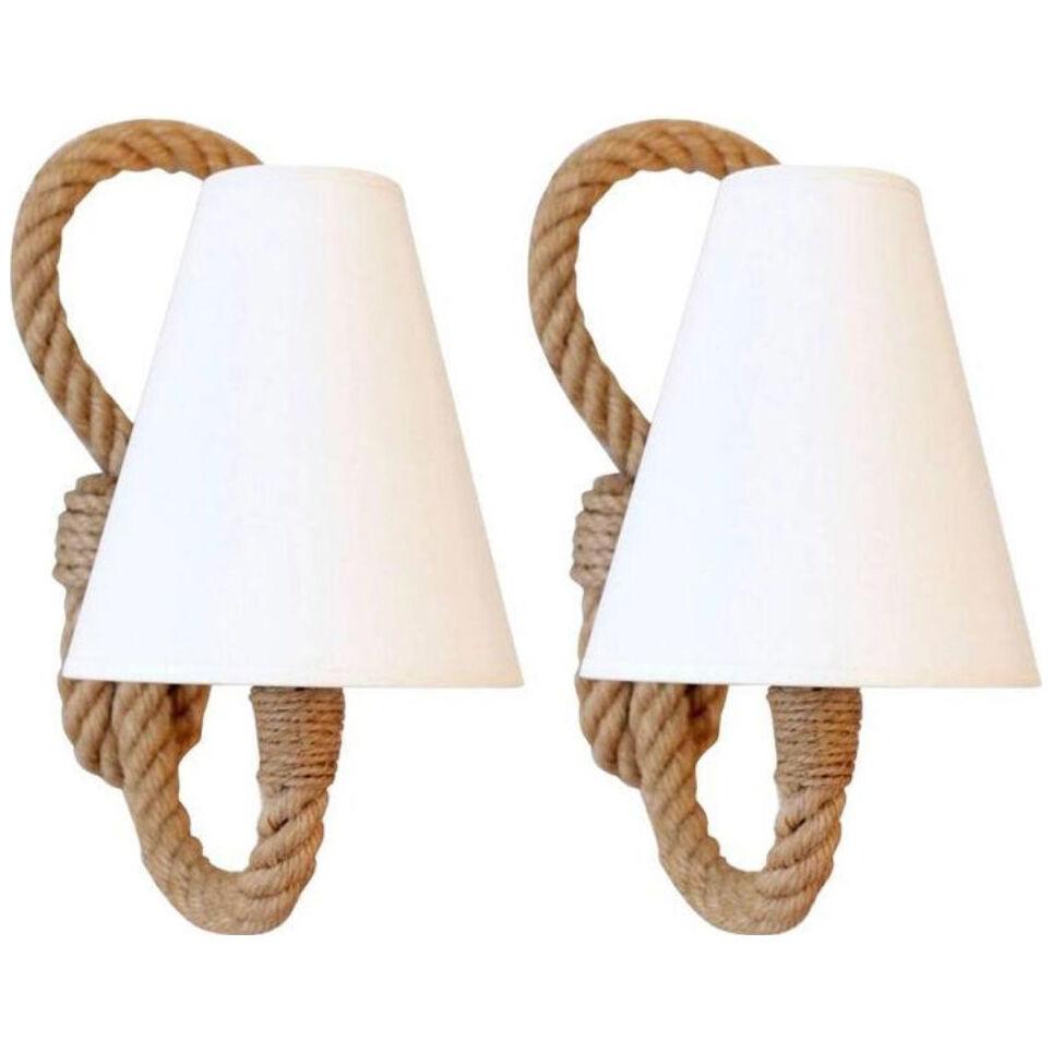 1950 Pair of sconces in rope by Audoux Minet