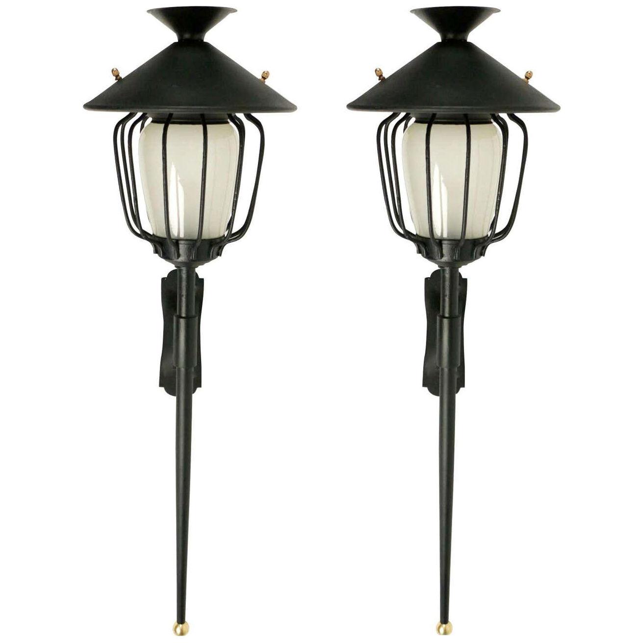 1970 Large pair of Lanterns wall lights from Maison Honoré