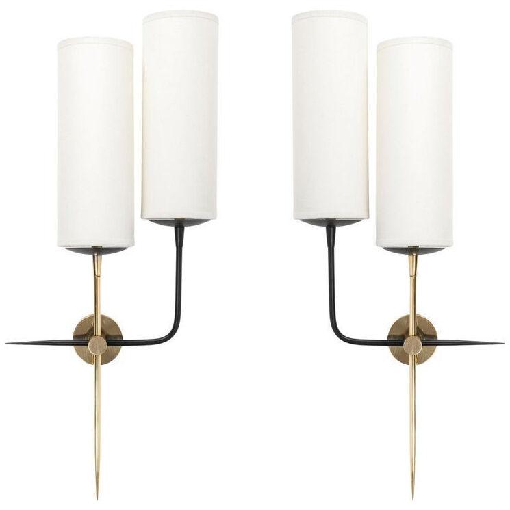 1950 Pair of asymmetrical sconces from the Maison Arlus