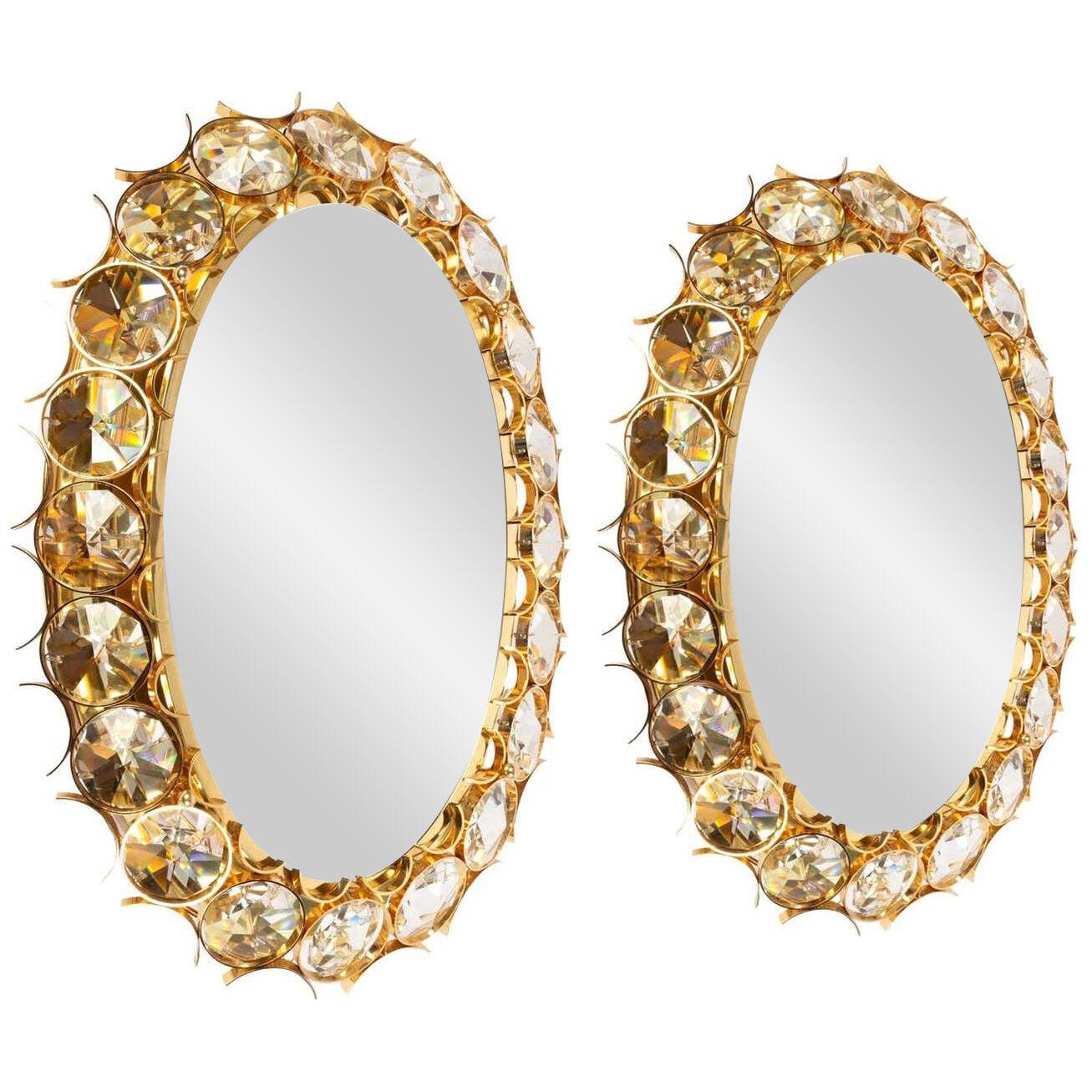 Pair of 1980s "costume jewelry" style backlit mirrors.