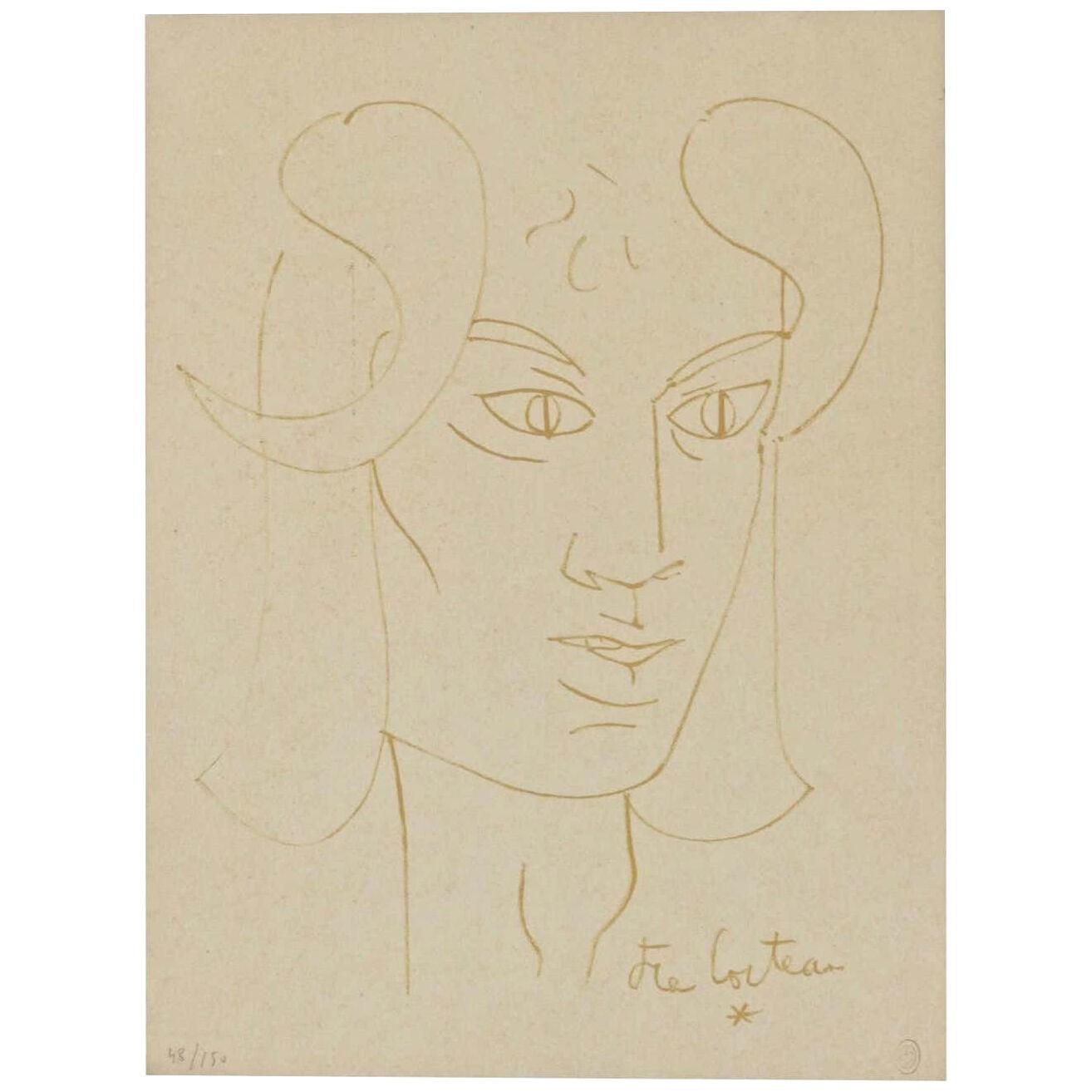 1950 "Le Faune Rêveur" Lithography, Jean Cocteau